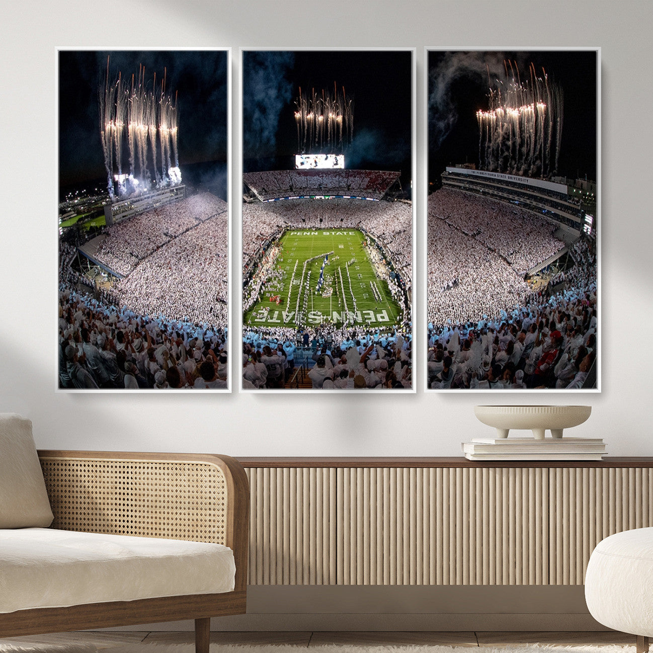 11391-MGV-CV-36X24 - Penn State Football Wall Art Canvas Print – Framed Stadium Game Day Sports Team Spirit Artwork for Home, Office