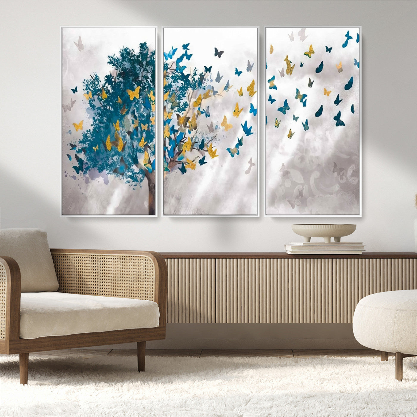 MGV-FC-48X32-3P - Tree Butterfly Abstract Tree and Butterfly Wall Art Canvas Print