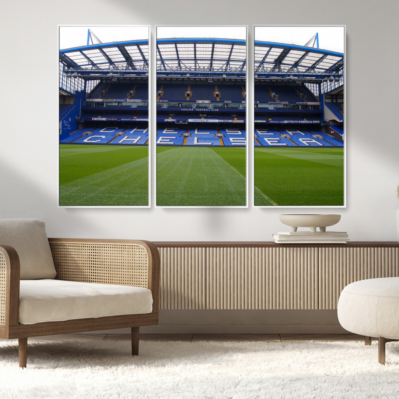 MGV-FC-48X32-3P - Chelsea FC Soccer Team Print - Stamford Bridge Stadium Wall Art Canvas Print