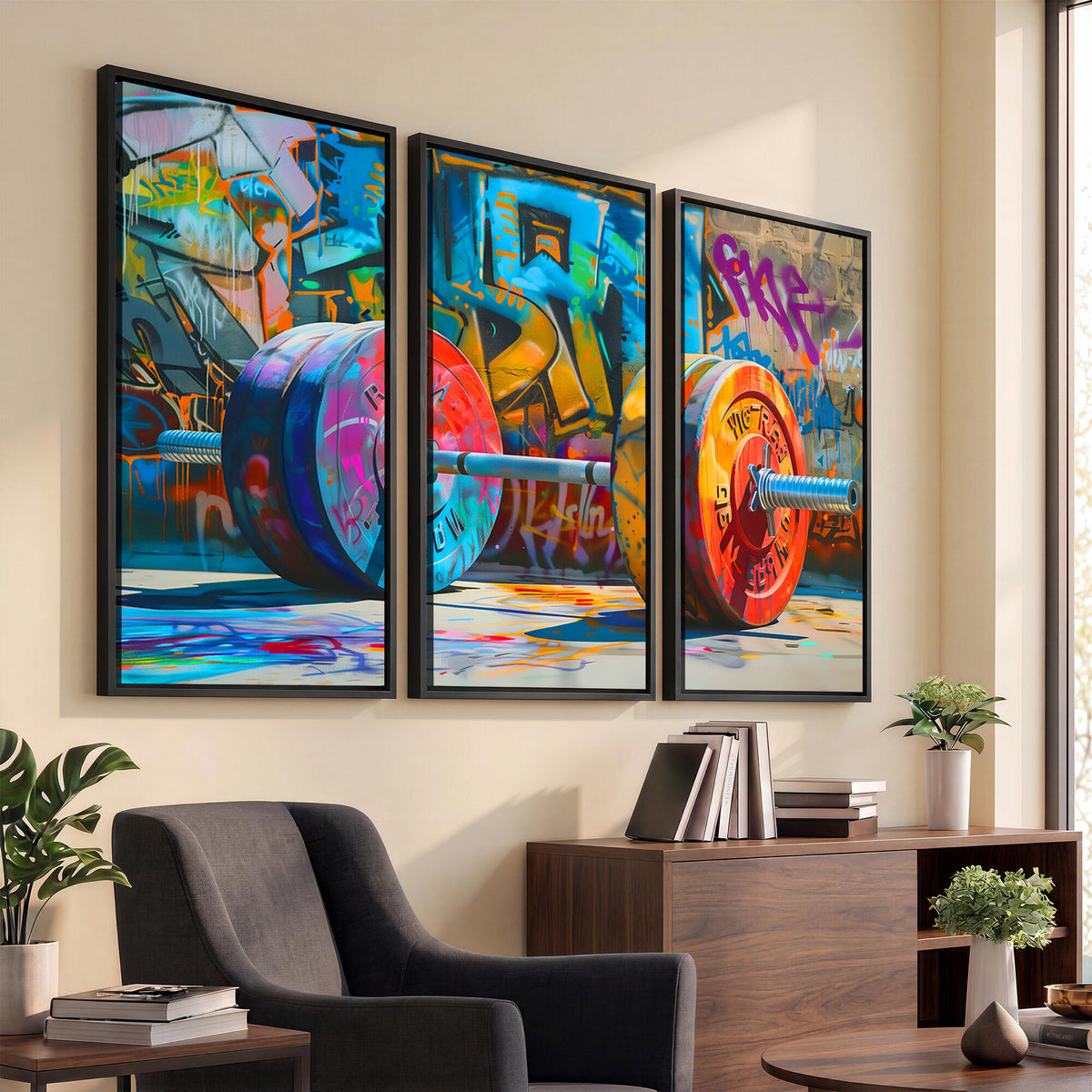 70871-MGV-CV-36X24 - Fitness Gym Barbell Graffiti Wall Art Canvas Print