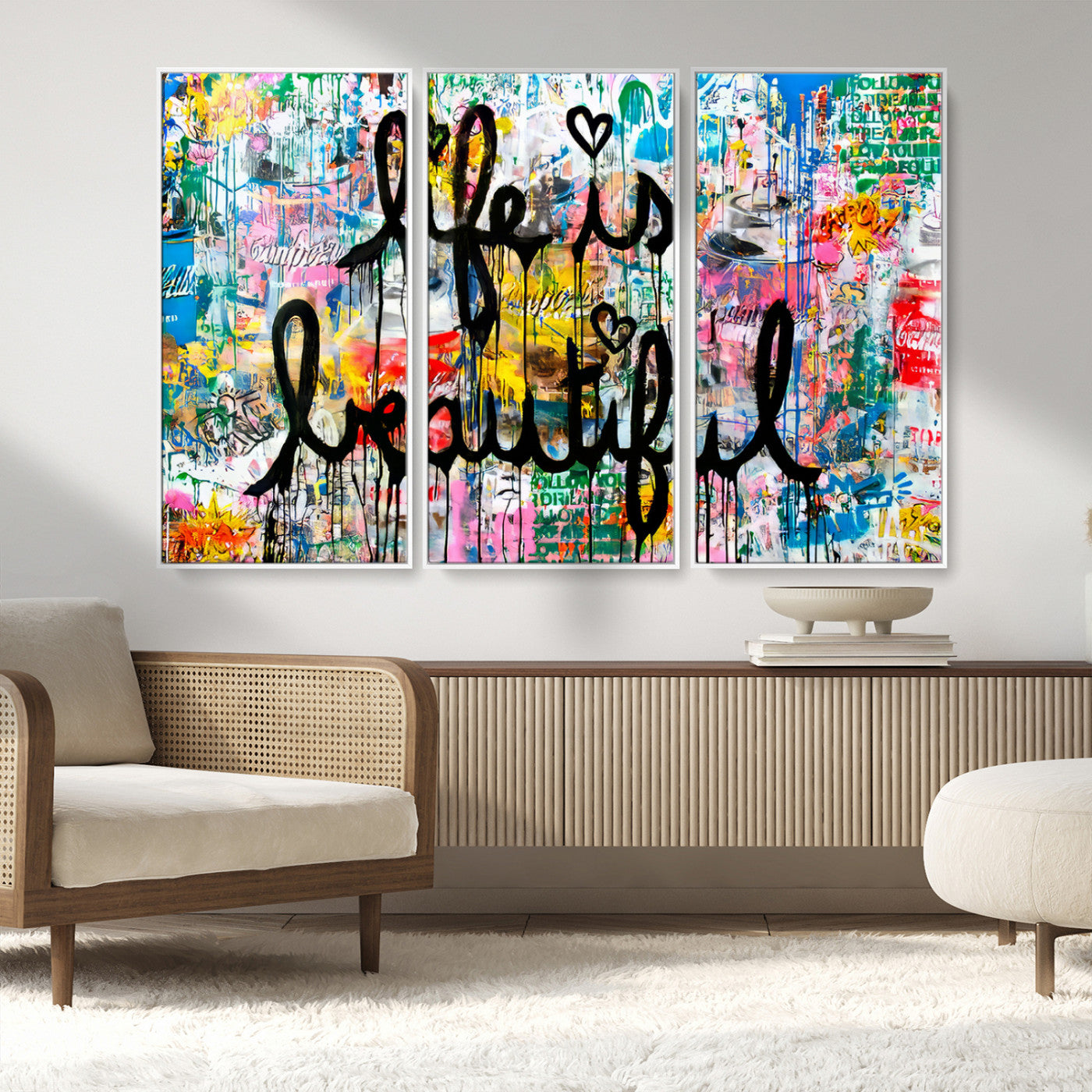 MGV-FC-48X32-3P - Life Beautiful Wall Art Canvas Print | Graffiti Wall Art Canvas Print