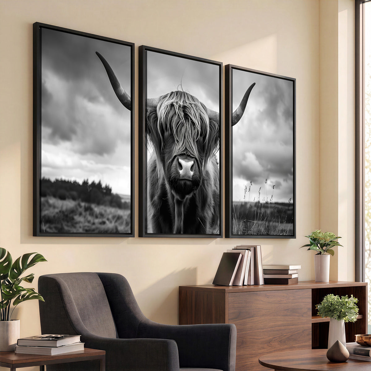 17924-_Poster-30x20 - Scottish Cow Wall Art Canvas Print, Longhorn Wall Art