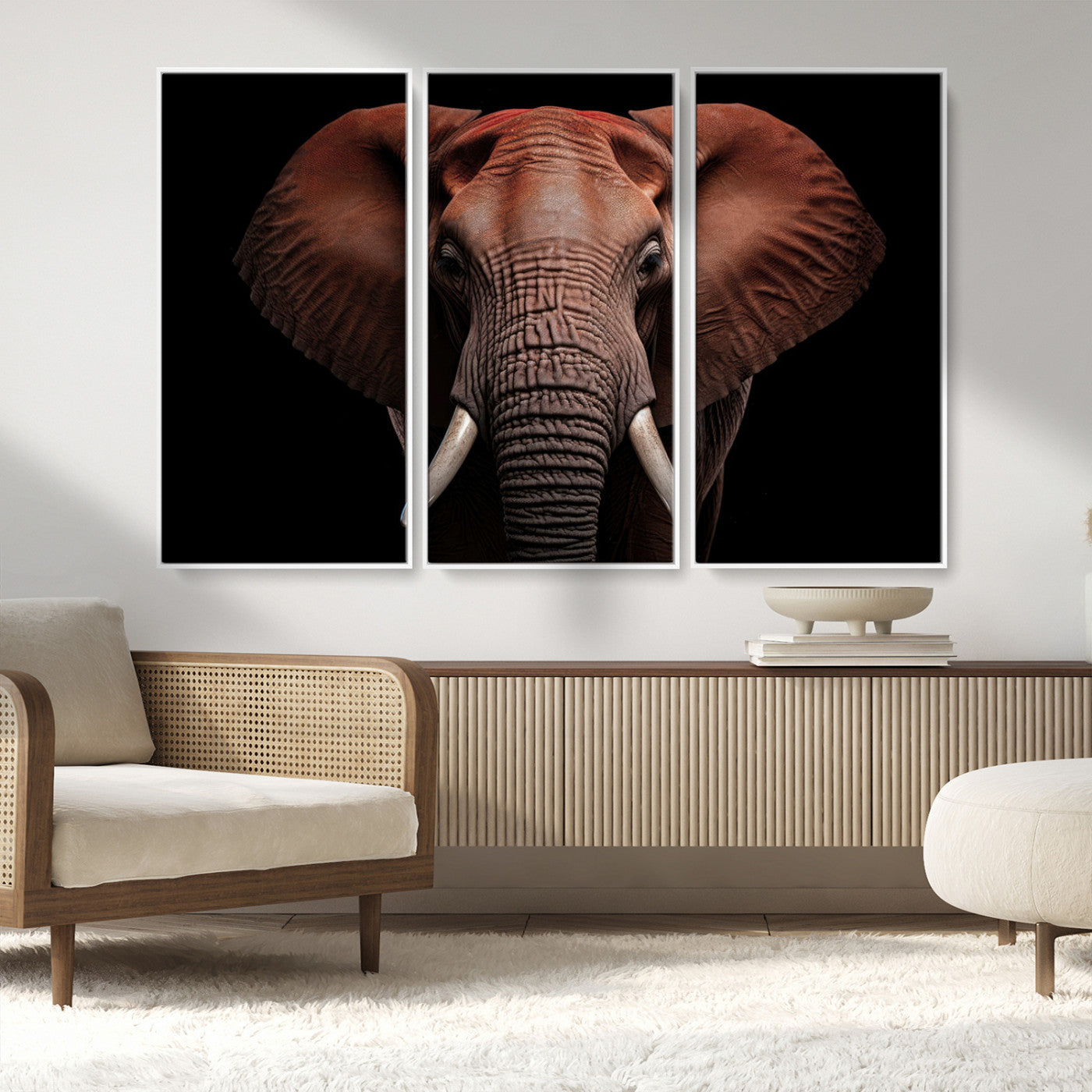 -Wild Elephant Wall Art Canvas Print, Africa Savannah Wild Animal Wall Decor Print