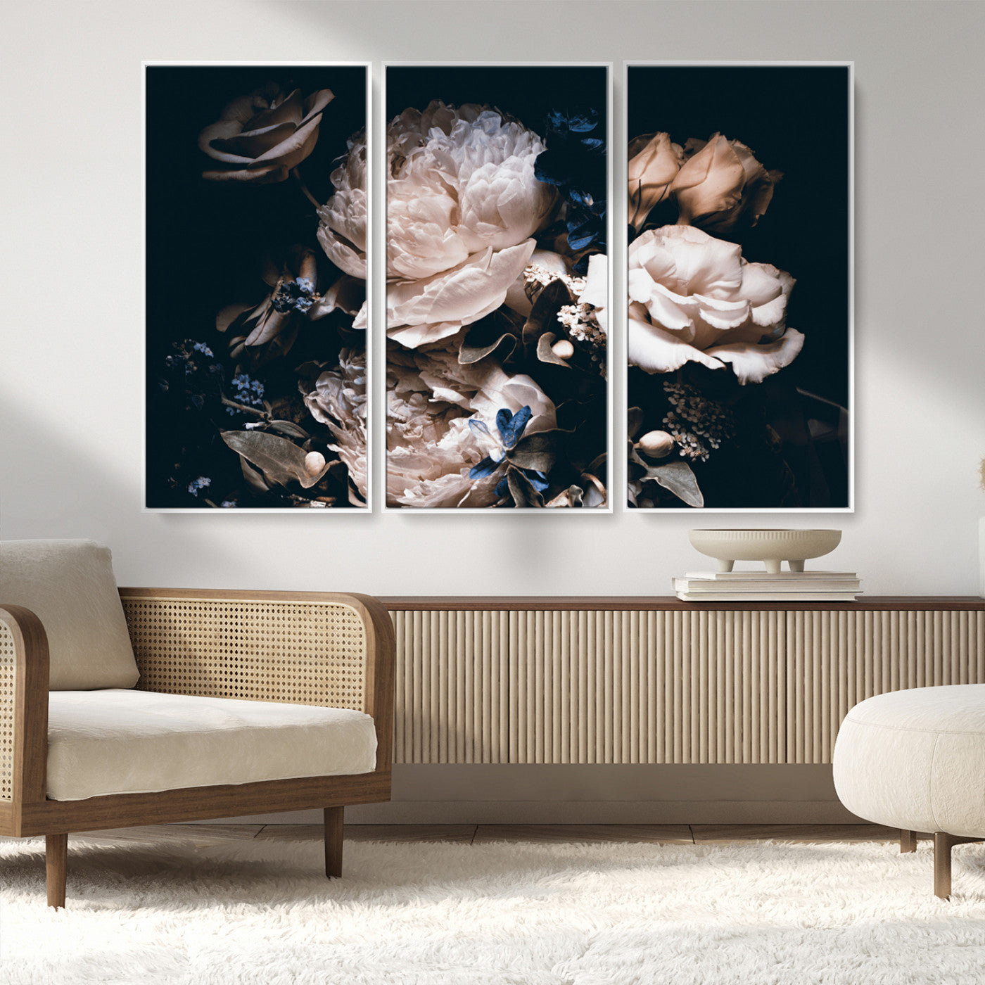 MGV-FC-48X32-3P - Pink Peonies Flowers Large Canvas Art Print