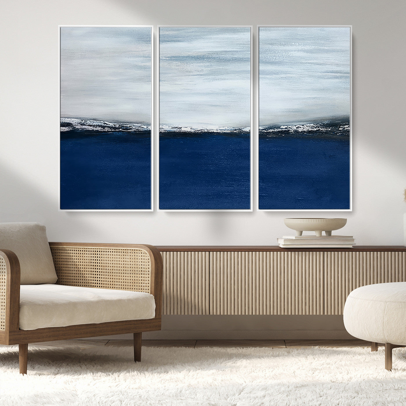 MGV-FC-48X32-3P - Navy Blue Abstract Wall Art Canvas Print