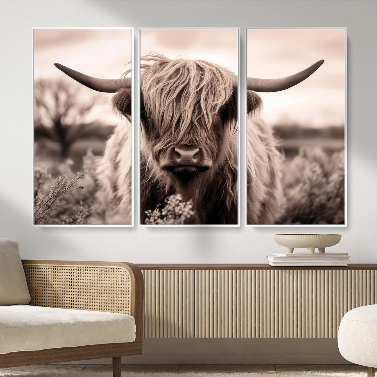 55903-MGV-CV-36X24 - Scottish Cow Longhorn Wall Art Canvas Print