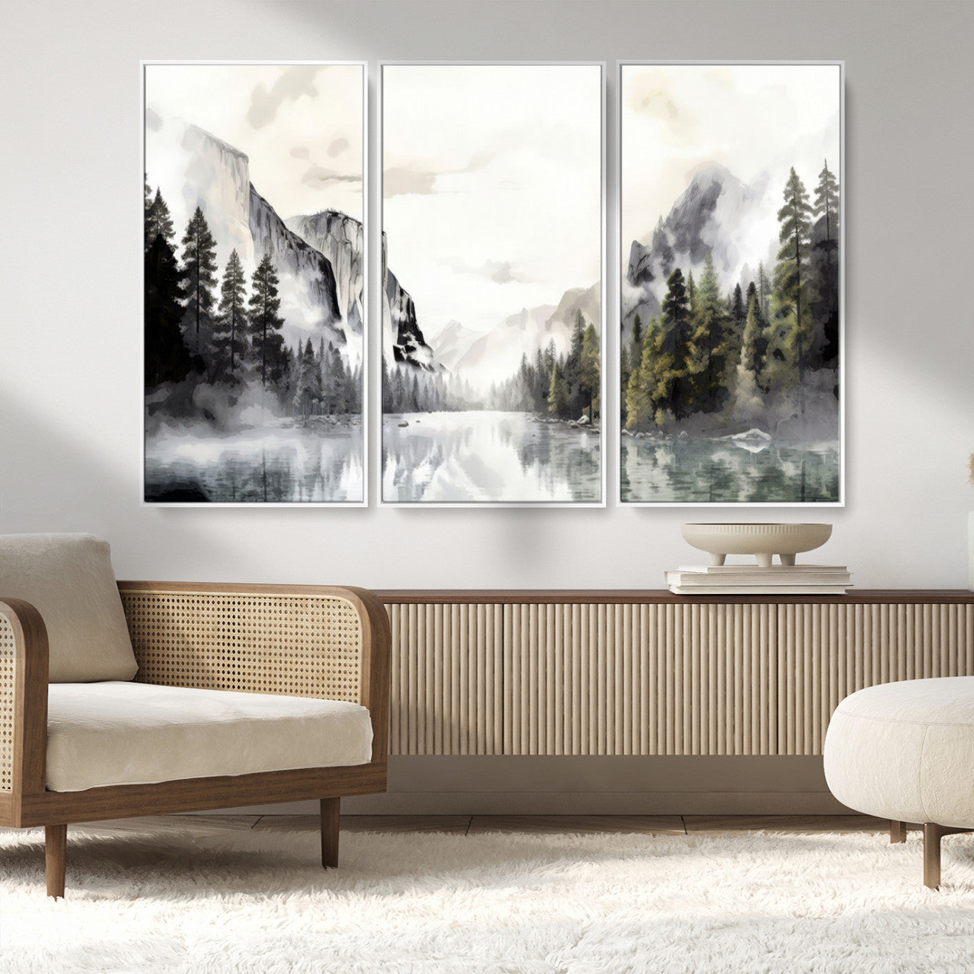 MGV-FC-48X32-3P - Yosemite Valley Wall Art Canvas Print – Framed and Ready to Hang – Majestic Nature Landscape Décor