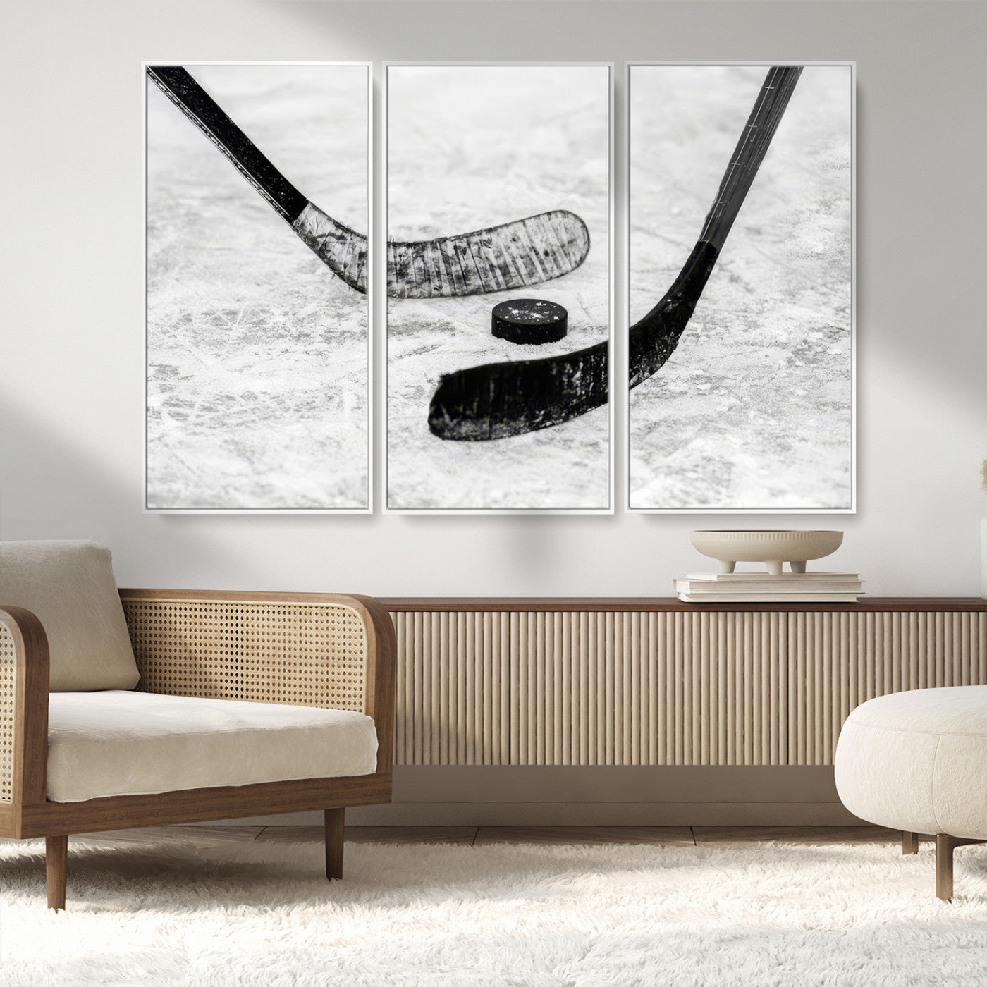 MGV-FC-48X32-3P - Winter Ice Hockey Sport Canvas Wall Art Print - Hockey Wall Art Print