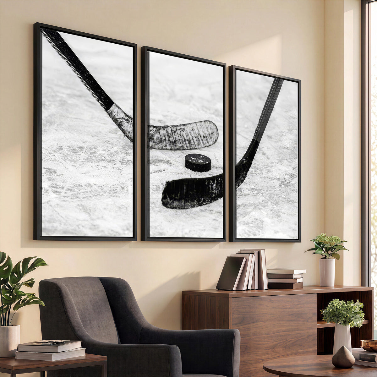 82900-MGV-CV-36X24 - Winter Ice Hockey Sport Canvas Wall Art Print, Hockey Wall Decor