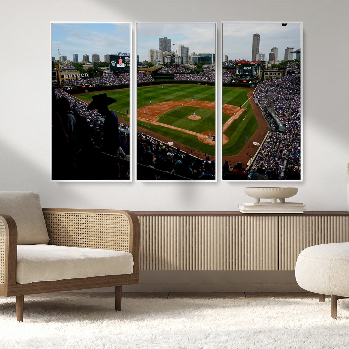 MGV-FC-48X32-3P - Chicago Cubs Baseball Team Print - Wrigley Field Stadium Wall Art Canvas Print