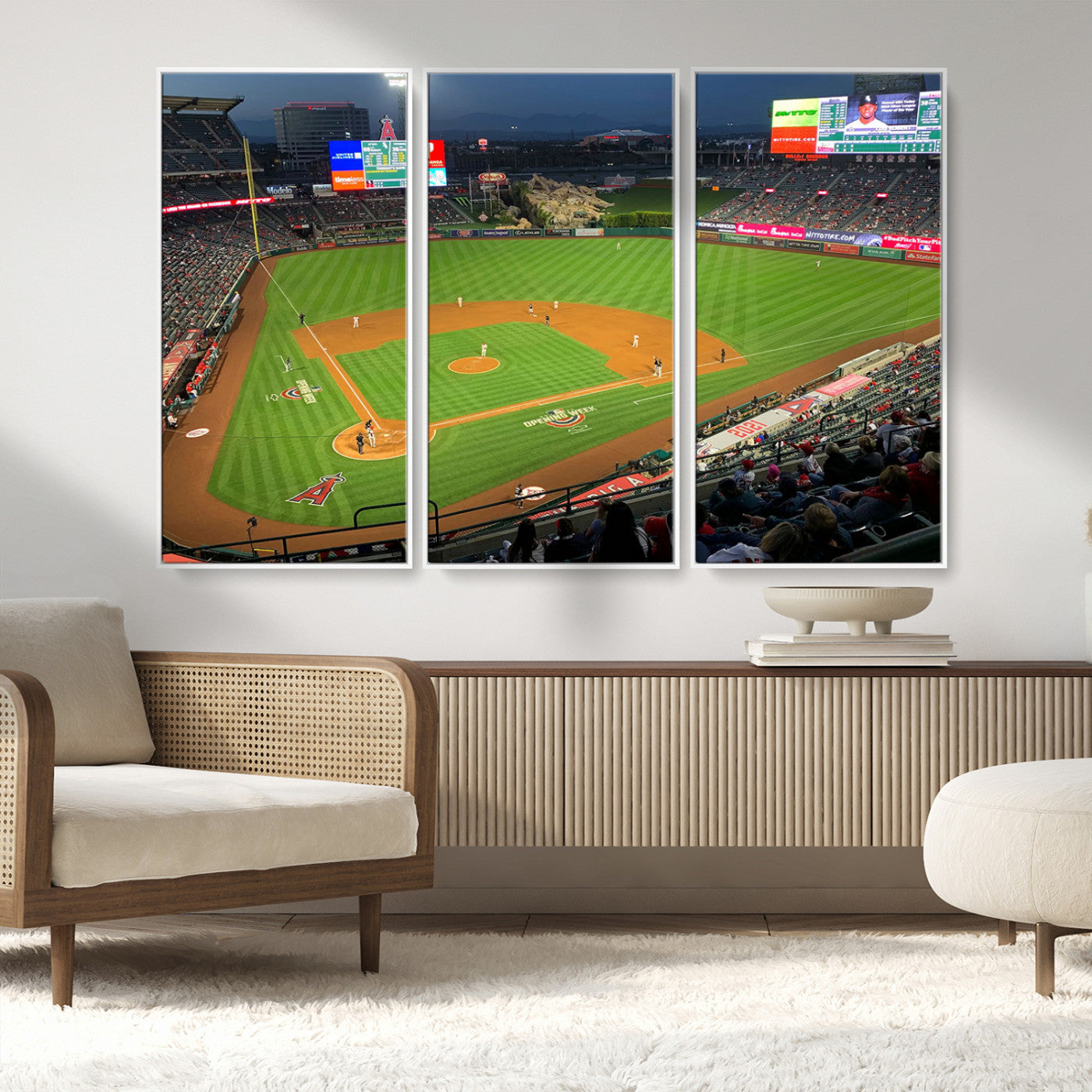 MGV-FC-48X32-3P - Angel Stadium Aerial View – Los Angeles Angels Baseball Canvas Print, Framed, Ready to Hang