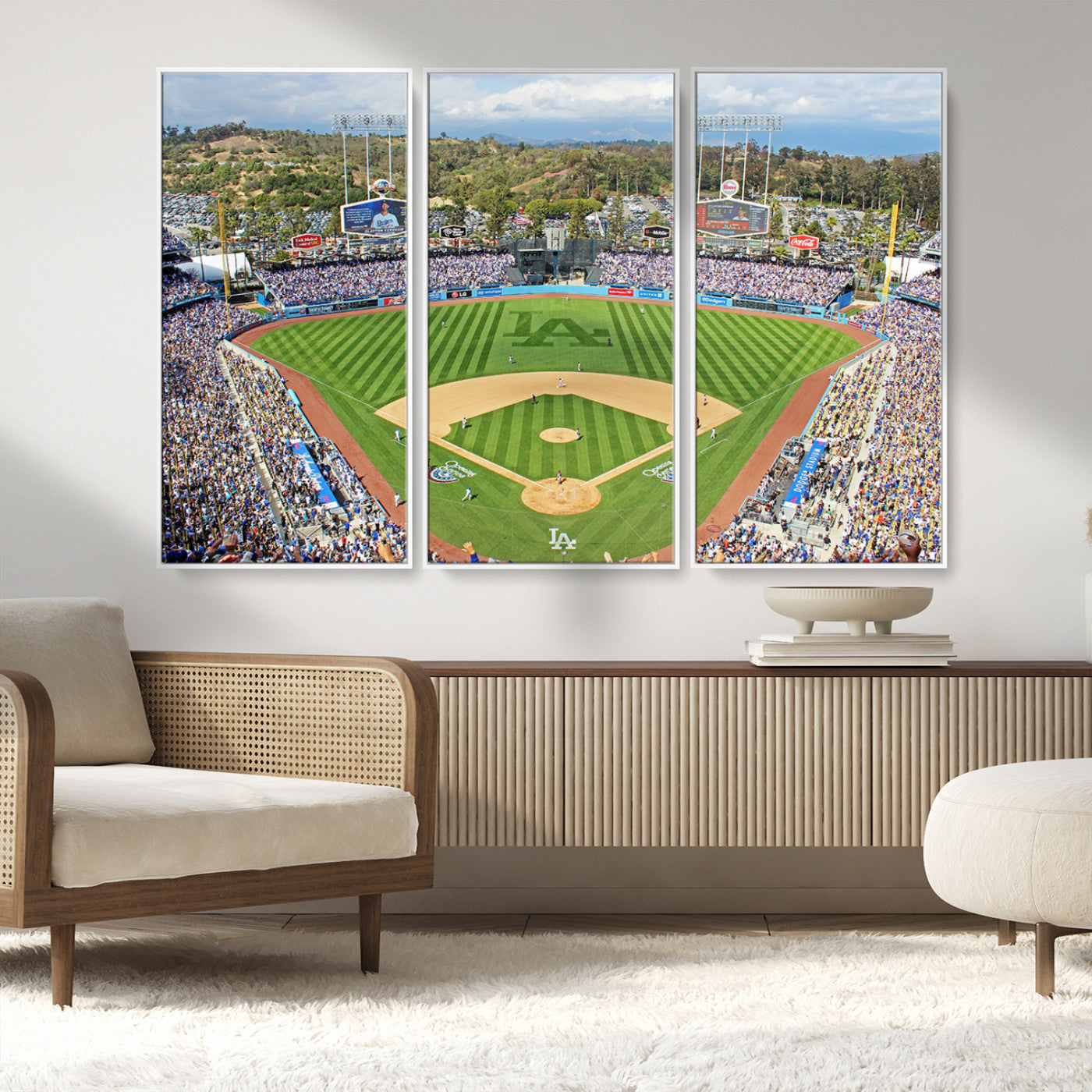 MGV-FC-48X32-3P - Citi Field Wall Art Print | 3-Panel New York Mets Baseball Stadium Canvas Print | Framed Sports Decor for Living Room, Man Cave, or Office