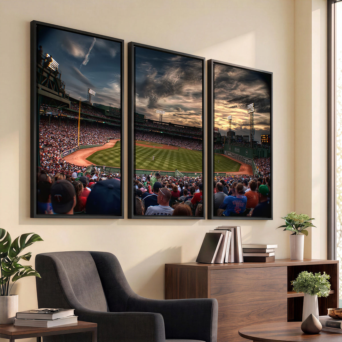 53432-MGV-CV-36X24 - Boston Red Sox Baseball Team Print, Massachusetts Fenway Park Stadium Wall Art Canvas Print