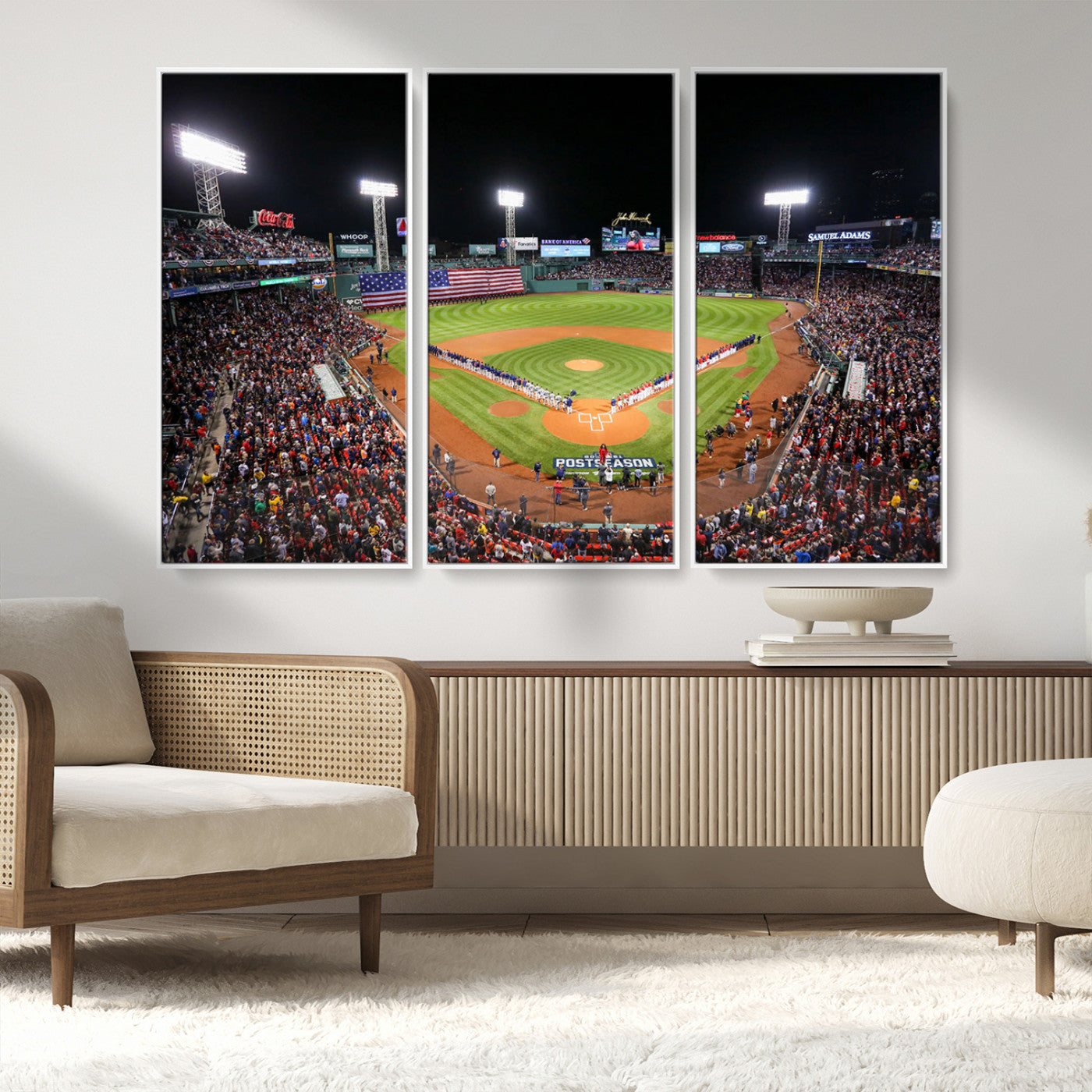 MGV-FC-48X32-3P - Fenway Park Wall Art Canvas Print | Large Baseball Stadium Canvas Print for Boston Red Sox Fans | Framed Ready-to-Hang Boston Sports Decor Artwork