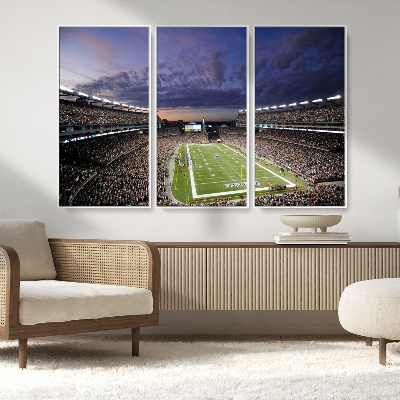 MGV-FC-48X32-3P - New England Patriots Football Team Print - Foxborough Gillette Stadium Wall Art Canvas Print