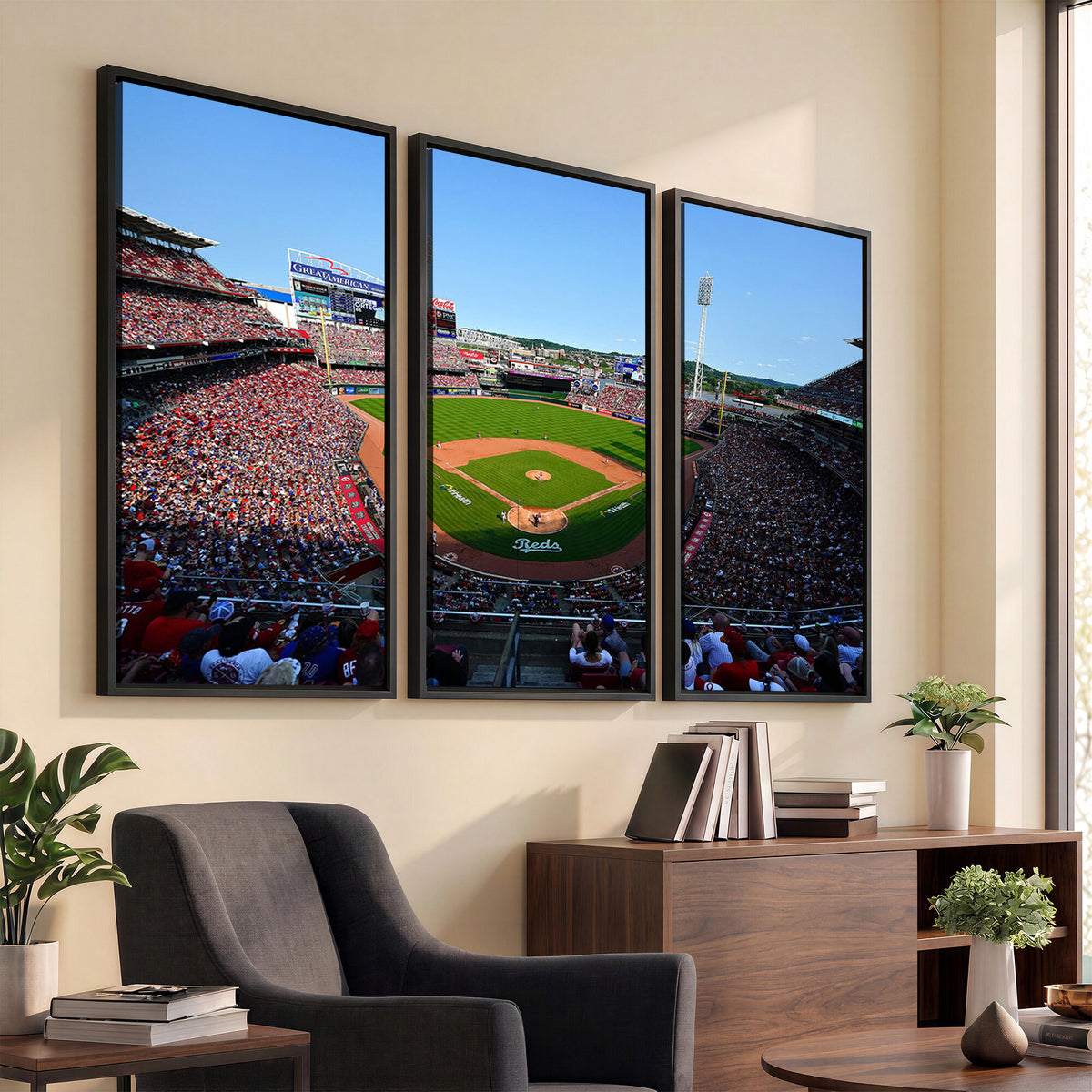 90998-MGV-CV-36X24 - Cincinnati Reds Baseball Canvas Print | Great American Ball Park Stadium Wall Art