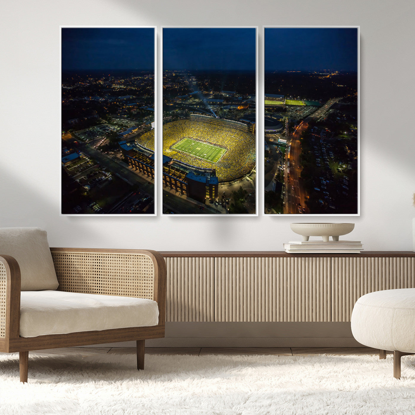 MGV-FC-48X32-3P - Michigan Wolverines Football Team Print - Michigan Stadium Wall Art Canvas Print