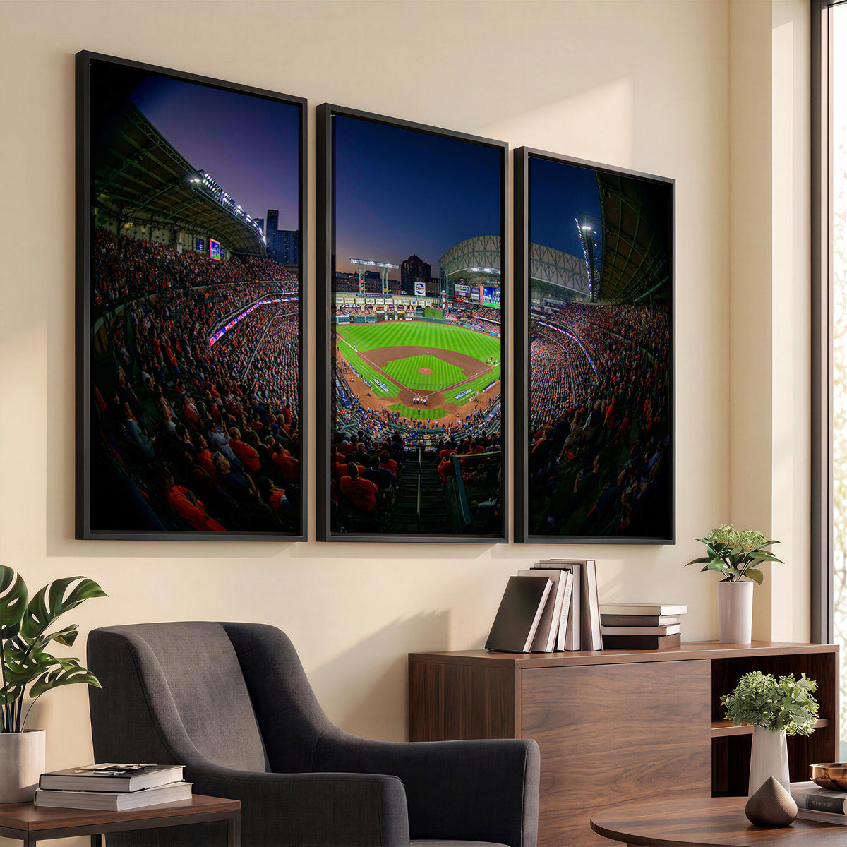 44322-MGV-CV-36X24 - Houston Astros Baseball Print Canvas, Houston Minute Maid Park Stadium Wall Art
