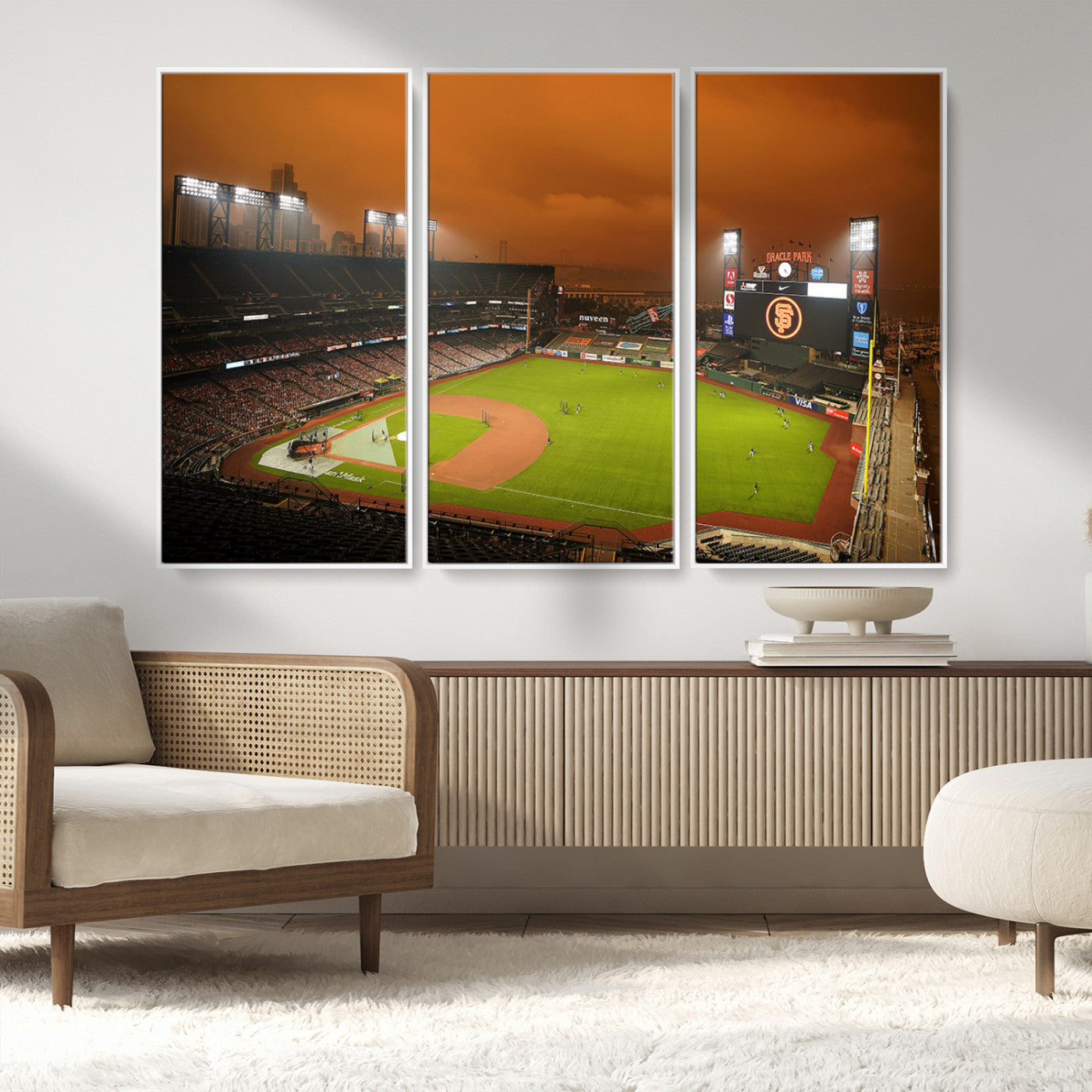 MGV-FC-48X32-3P - San Francisco Giants Baseball Team Print - Oracle Park Stadium Wall Art Canvas Print