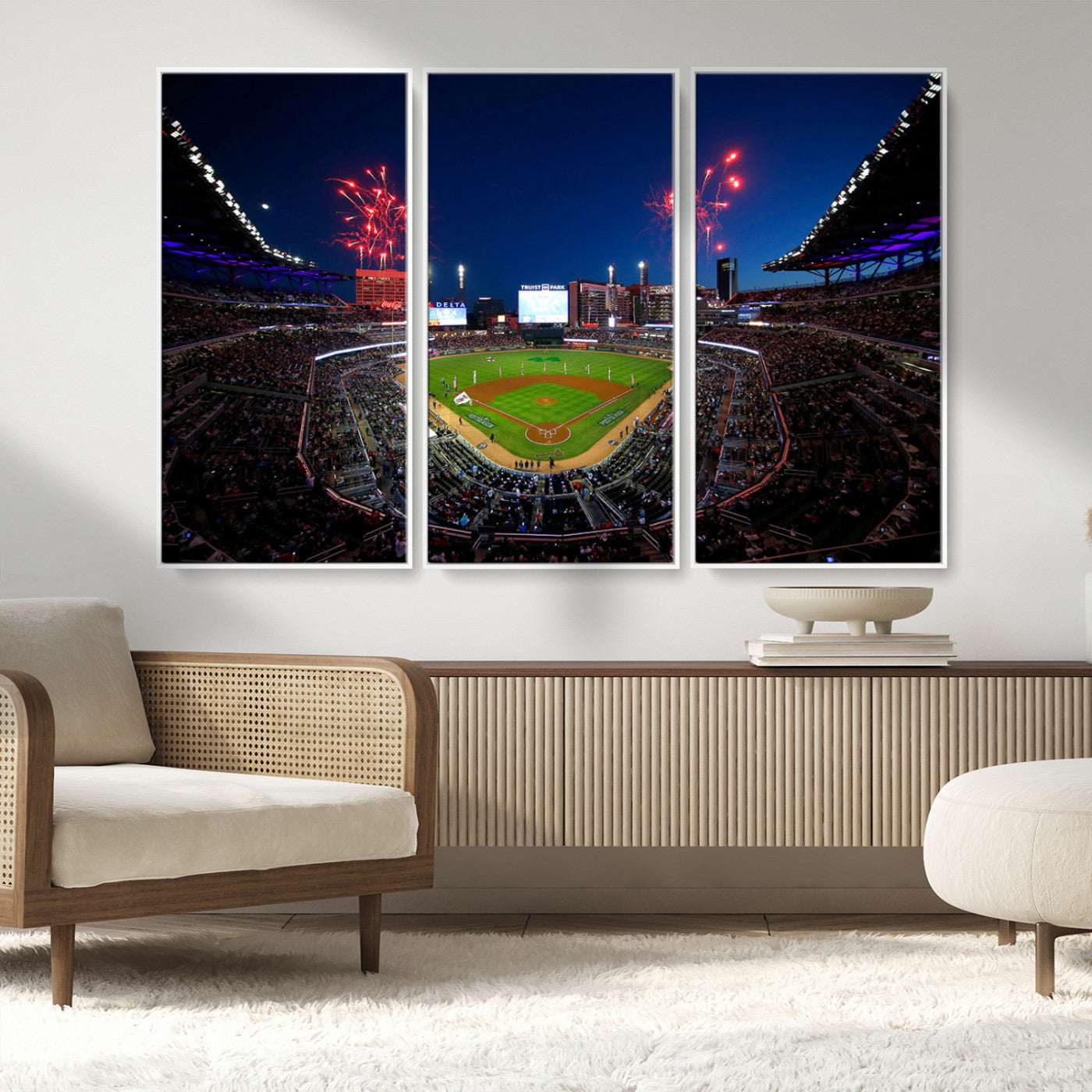 MGV-FC-48X32-3P - Truist Park Atlanta Braves Baseball Stadium Wall Art Print | Large 3-Panel Canvas Print for Sports