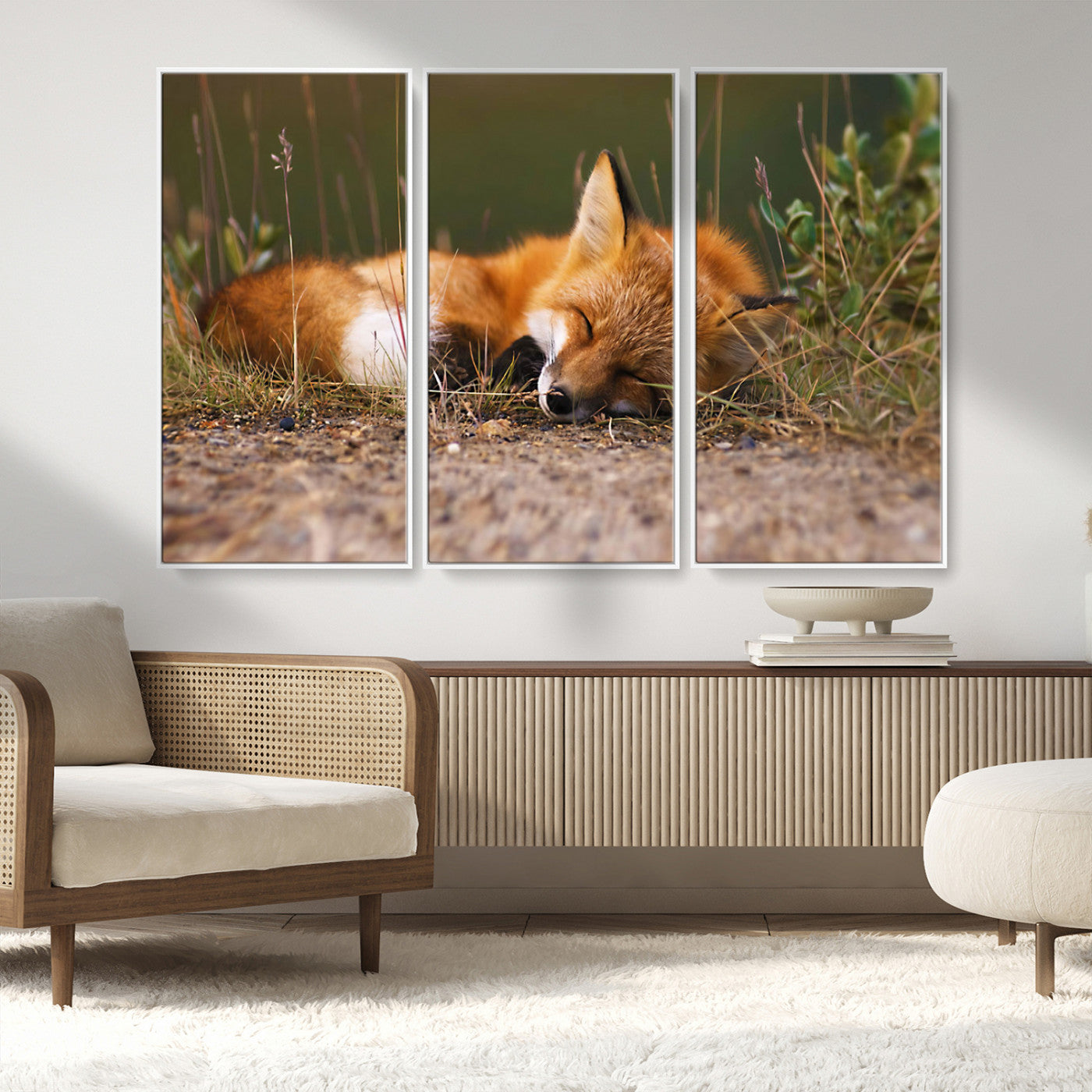 -Sleeping Fox Wall Art Canvas Print, Farmhouse Wall Decor and Animal Wall Art Print