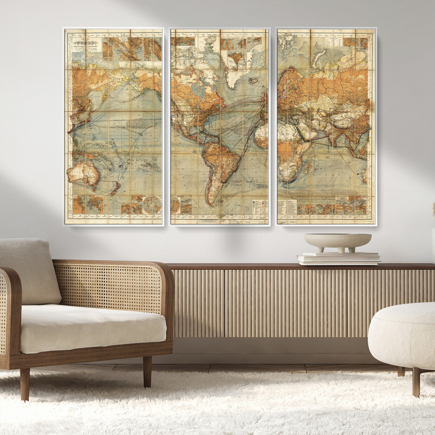 MGV-FC-48X32-3P - Push Pin World Map Canvas Print – Framed Wall Art for Couples to Track Their Travels – Anniversary