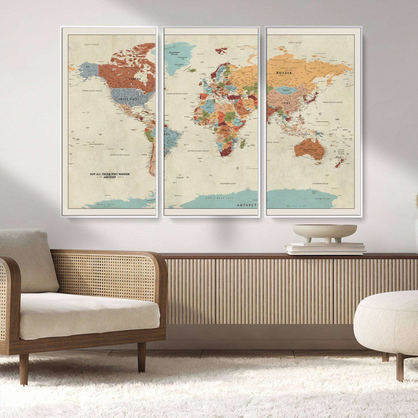 MGV-FC-48X32-3P - Push Pin World Map Canvas Print – Framed Wall Art for Couples to Track Their Travels – Anniversary