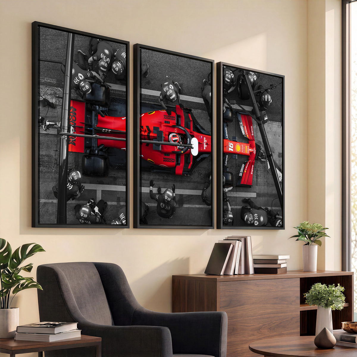 99356-MGV-CV-36X24 - Ferrari Pit Stop Canvas Wall Art | Precision and Speed