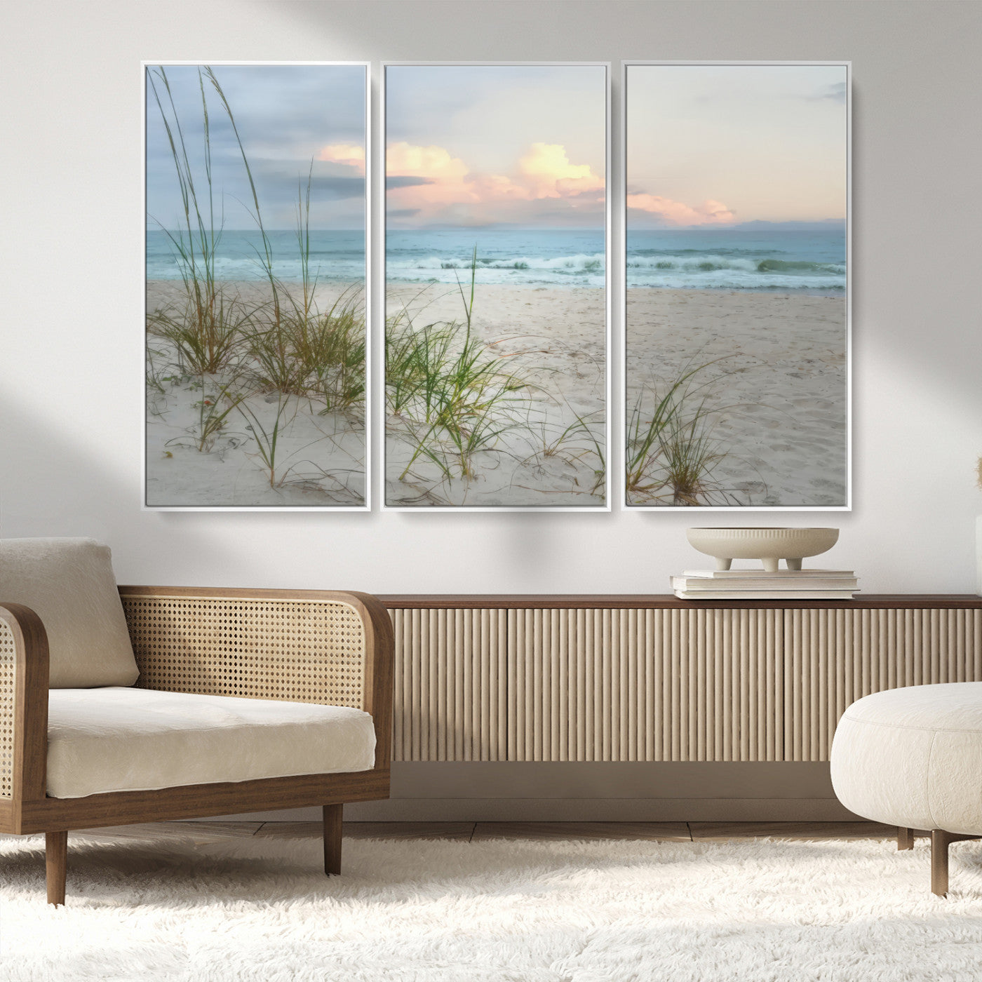 MGV-FC-48X32-3P - Flight Over Coastal Beach Landscape, Flight Over Coastal Beach Print Canvas Wall Art