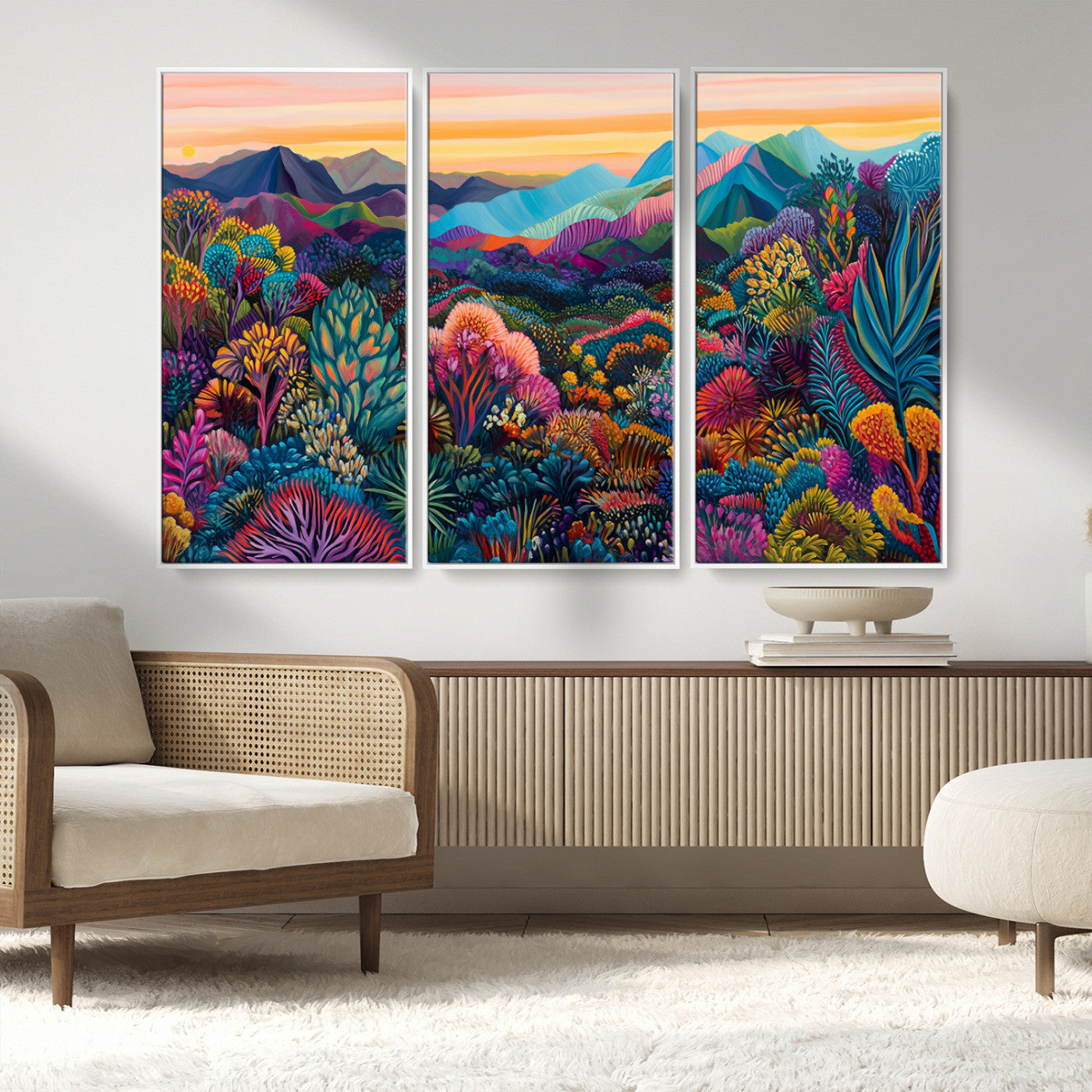 MGV-FC-48X32-3P - Colorful Abstract Landscape Wall Art Print Canvas - Vibrant Modern Decor for Living Room, Office, or