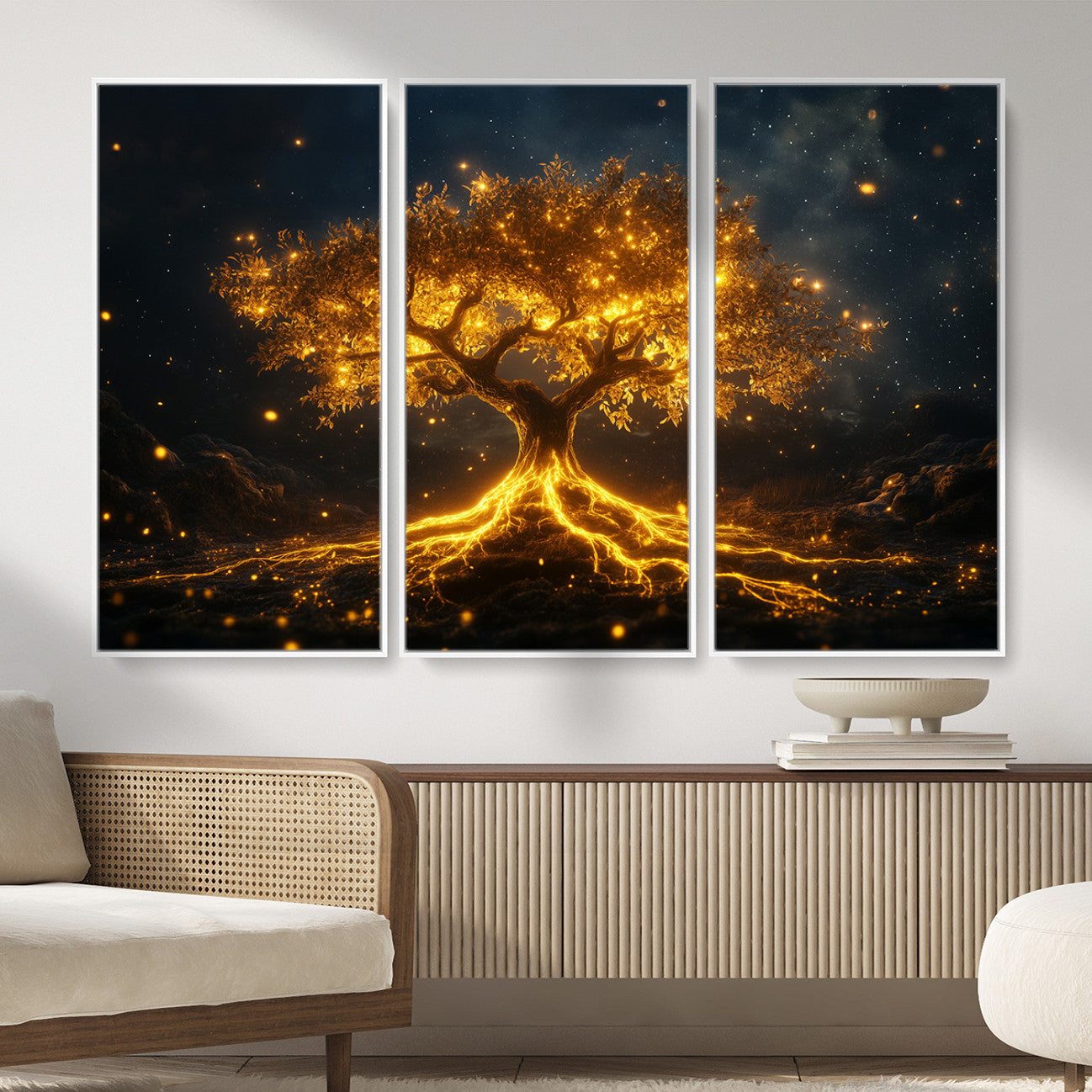 60194-MGV-CV-36X24 - Golden Tree of Life Canvas Wall Art Print - Majestic Tree of Life Print for Living Room and Office Decor