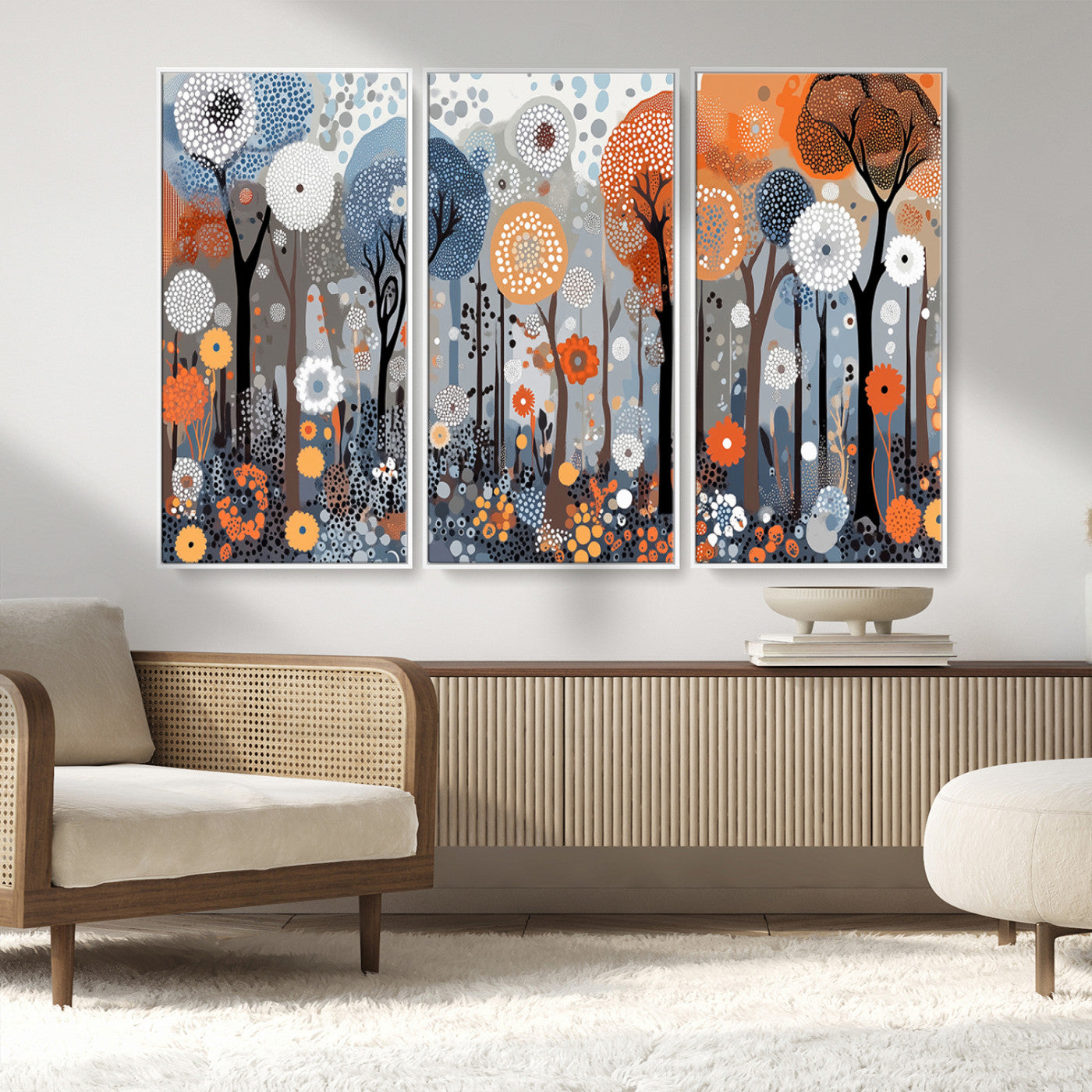 MGV-FC-48X32-3P - Abstract Winter Landscape Canvas Wall Art Print - Large Colorful Nature Wall Decor
