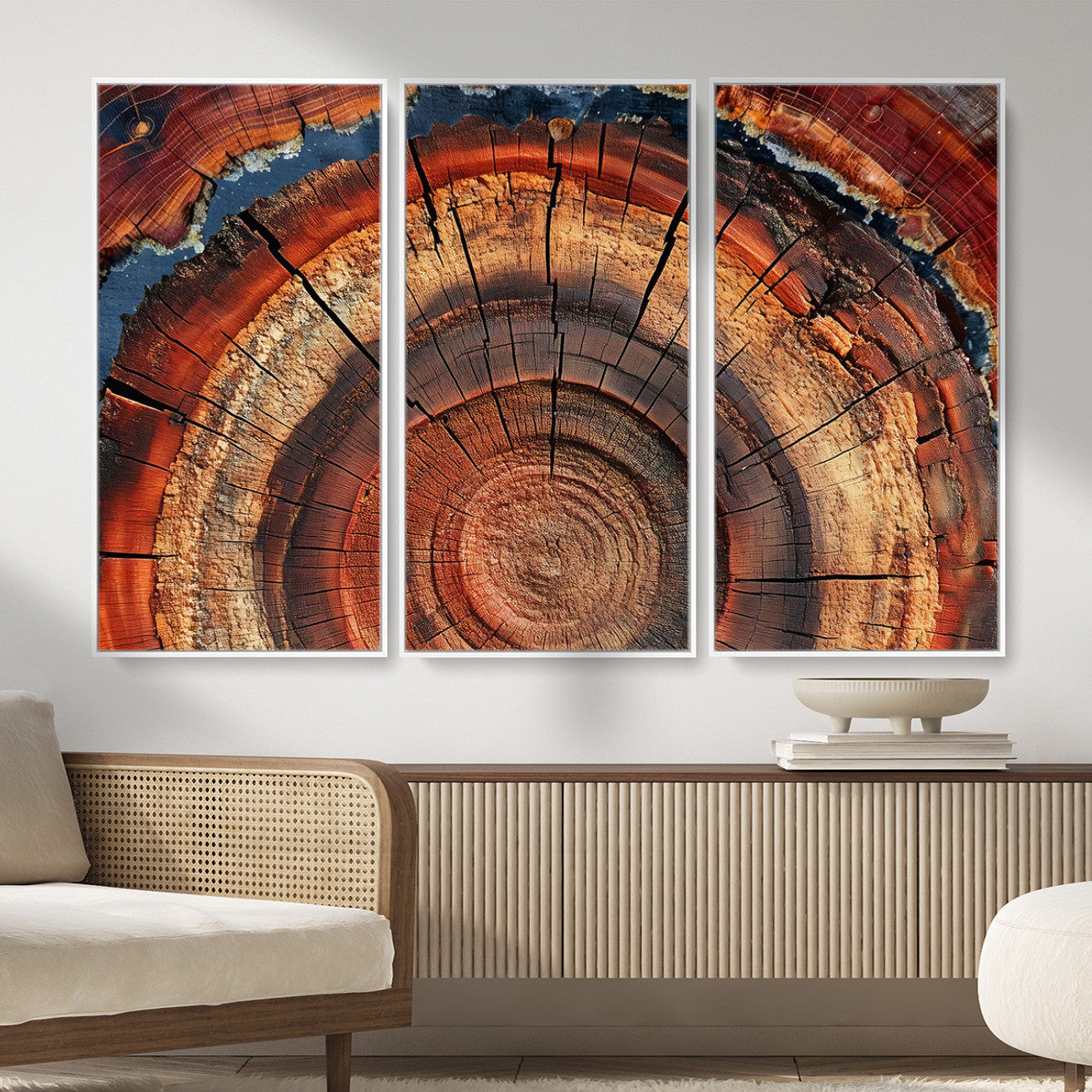 28555-MGV-CV-36X24 - Abstract Tree Ring Art Wall Art Canvas Print for Modern Farmhouse Decor, Colorful Tree Ring Wall Decor, Minimalist Home Canvas Art
