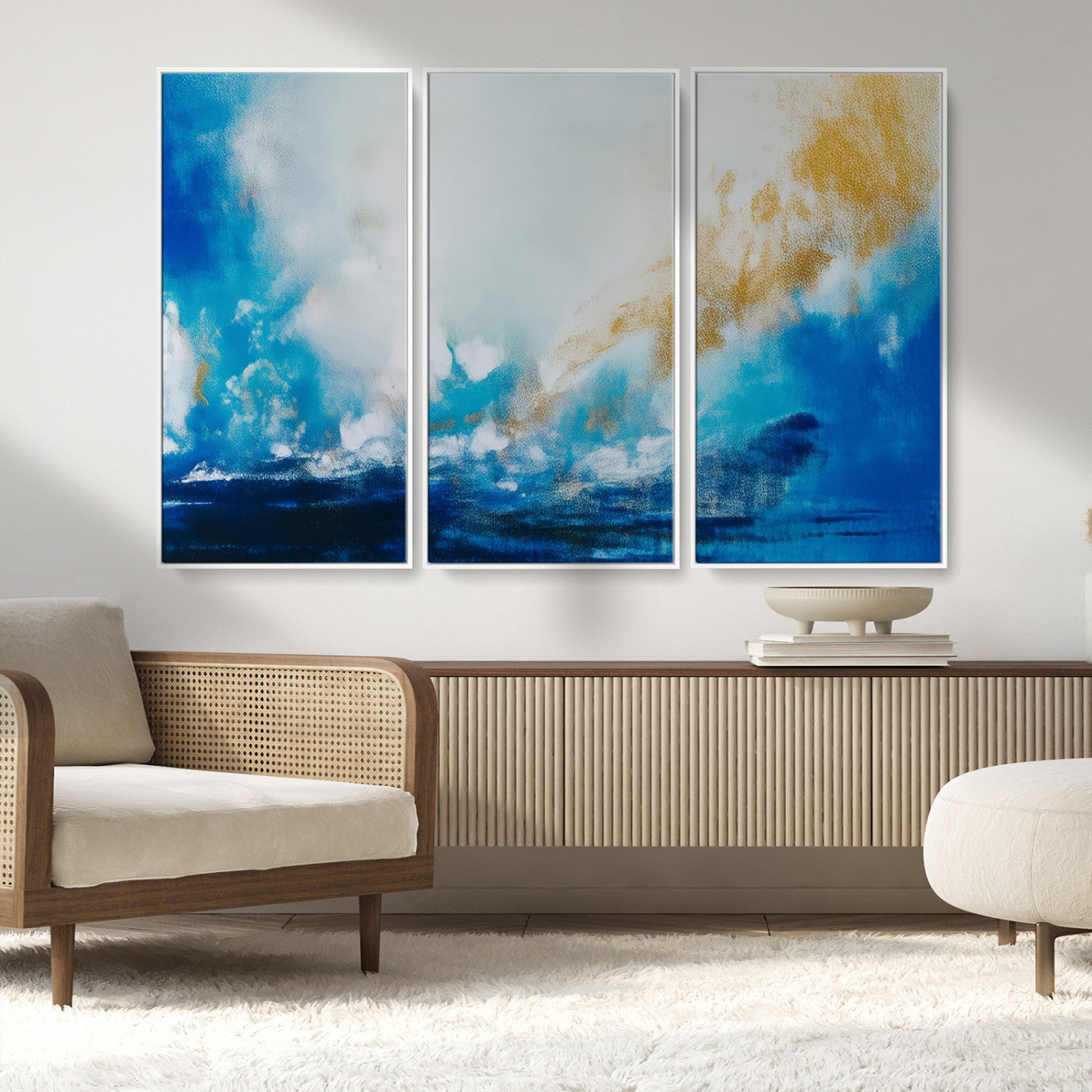 MGV-FC-48X32-3P - Blue Abstract Print - Dynamic Ocean-Inspired Canvas Wall Art