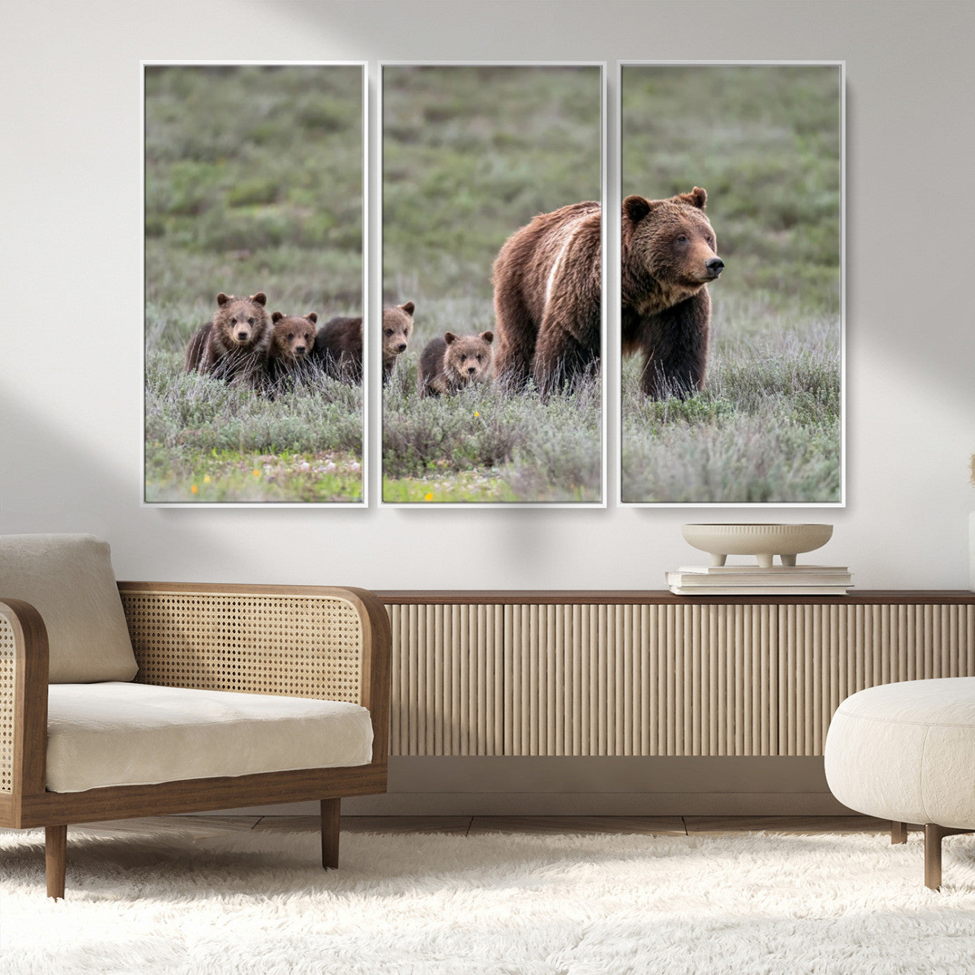 MGV-FC-48X32-3P - Wildlife Photography of 399 Grizzly Bear Cubs | Queen of the Tetons Canvas Wall Art Print