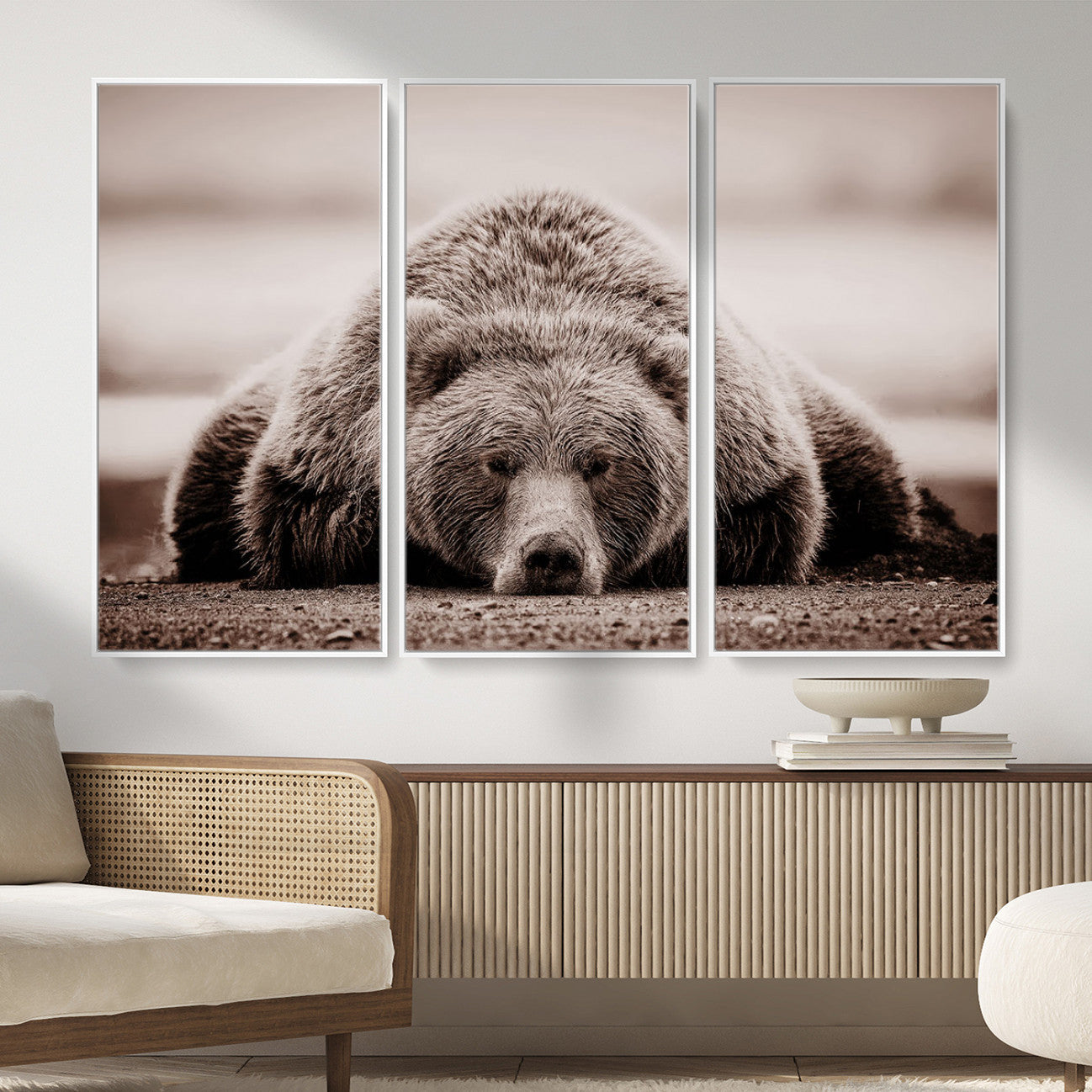 20611-MGV-CV-36X24 - Grizzly Bear Wall Art Print - Bear Canvas Wall Art - Rustic Bear Portrait Canvas Print for Cabin