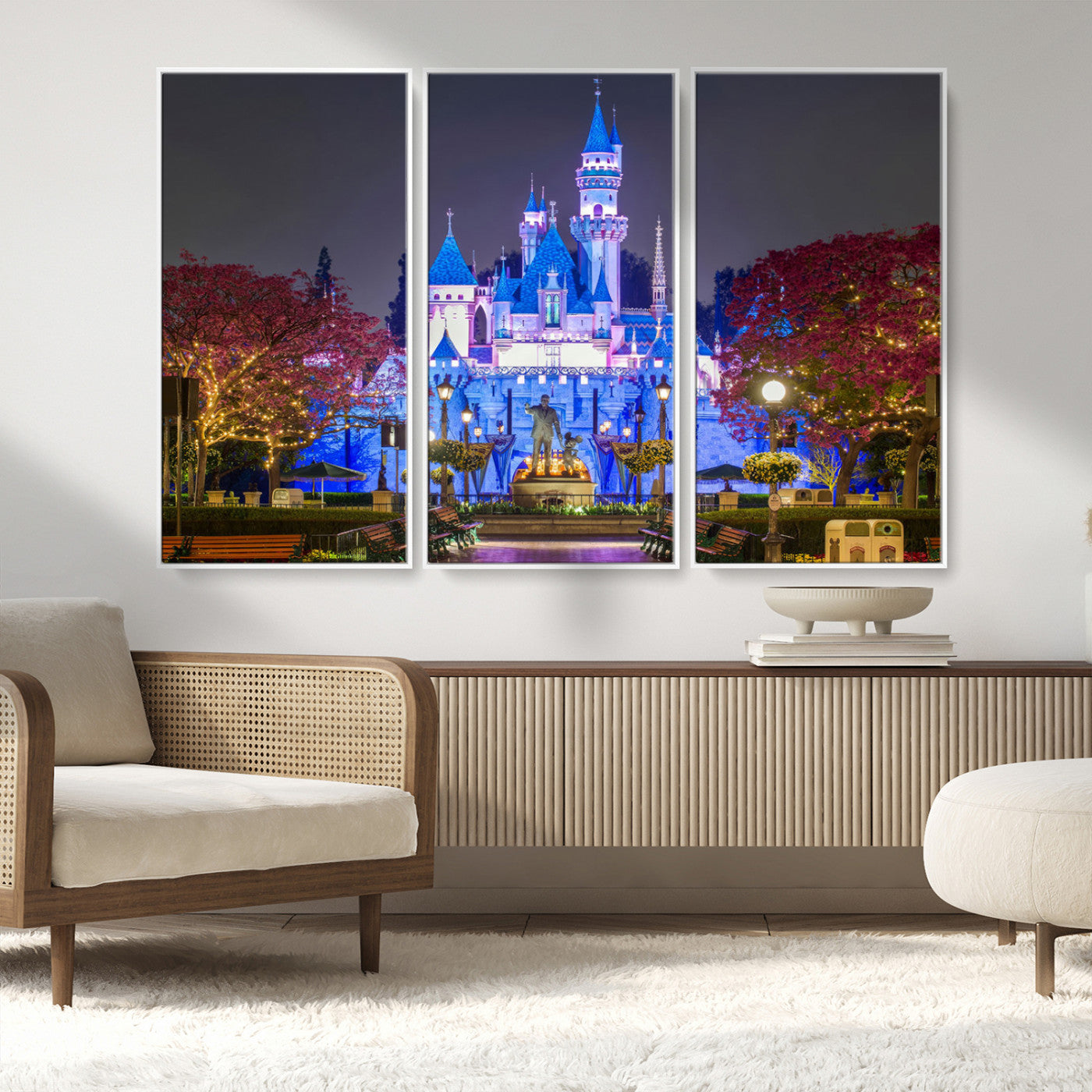 66710-MGV-FC-48X32-3P_White-Large Disney Castle Wall Art Canvas Print - Magic Kingdom Kids Room Decoration Disney World