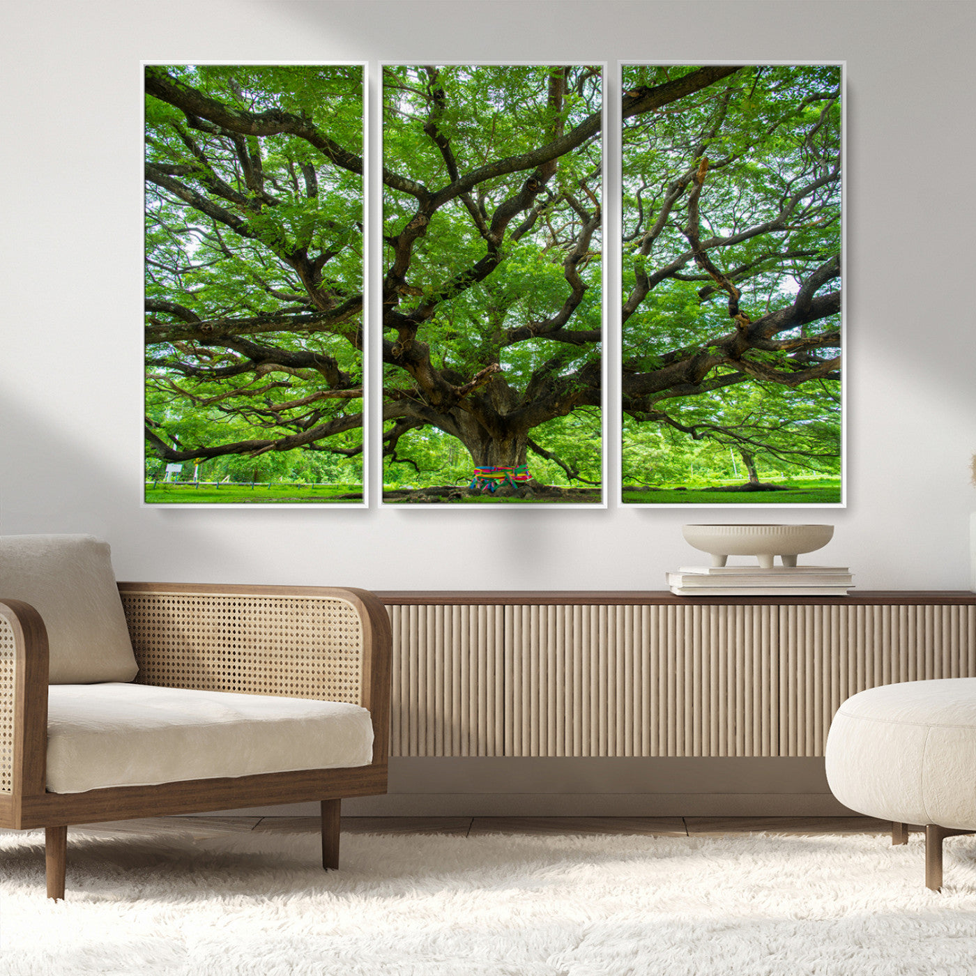 MGV-FC-48X32-3P - Oak Tree Wall Art Print, Forest Canvas Wall Art for Home and Office, Framed Angel Oak Tree Canvas