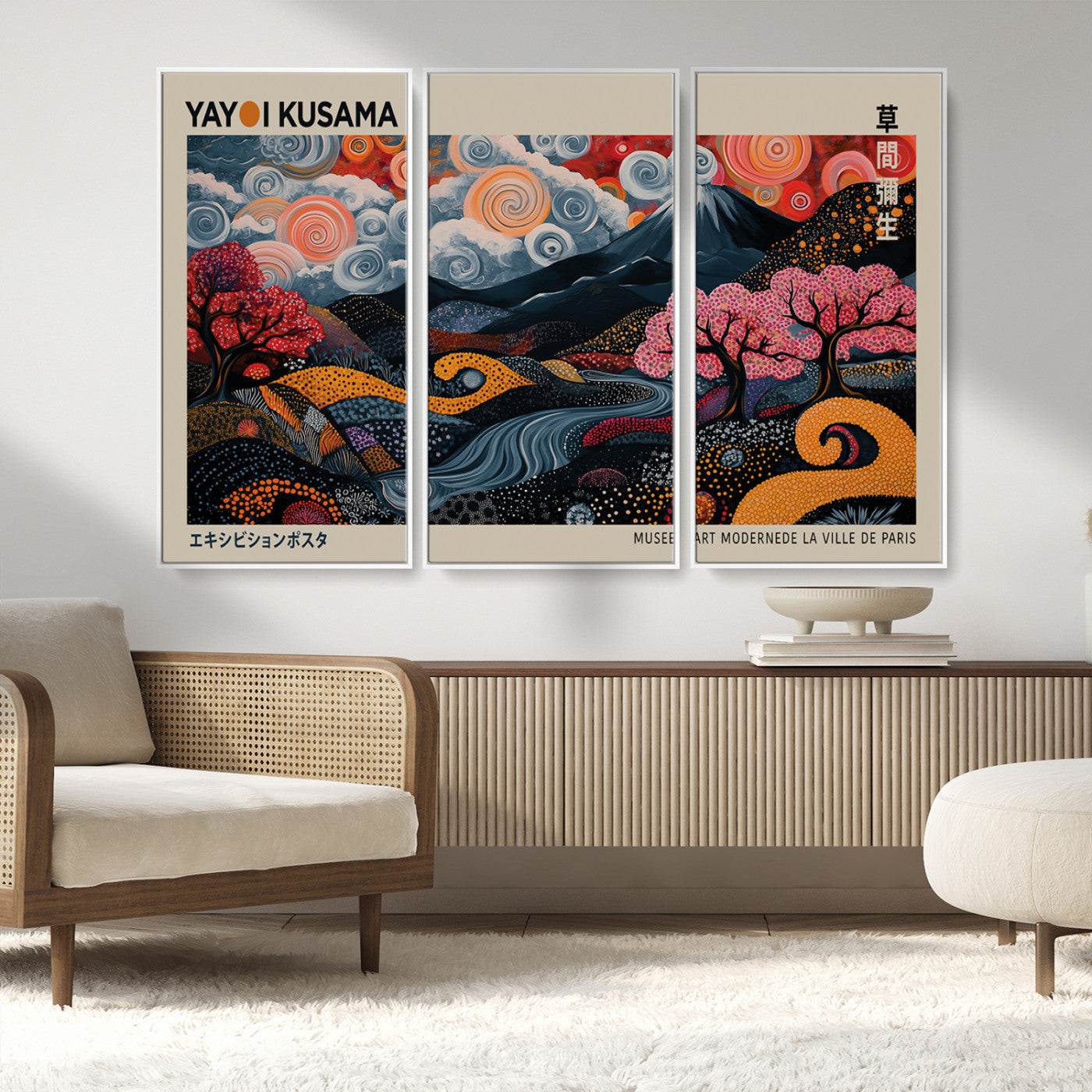 MGV-FC-48X32-3P - Modern Japanese Wall Art Print Yayoi Kusama Canvas