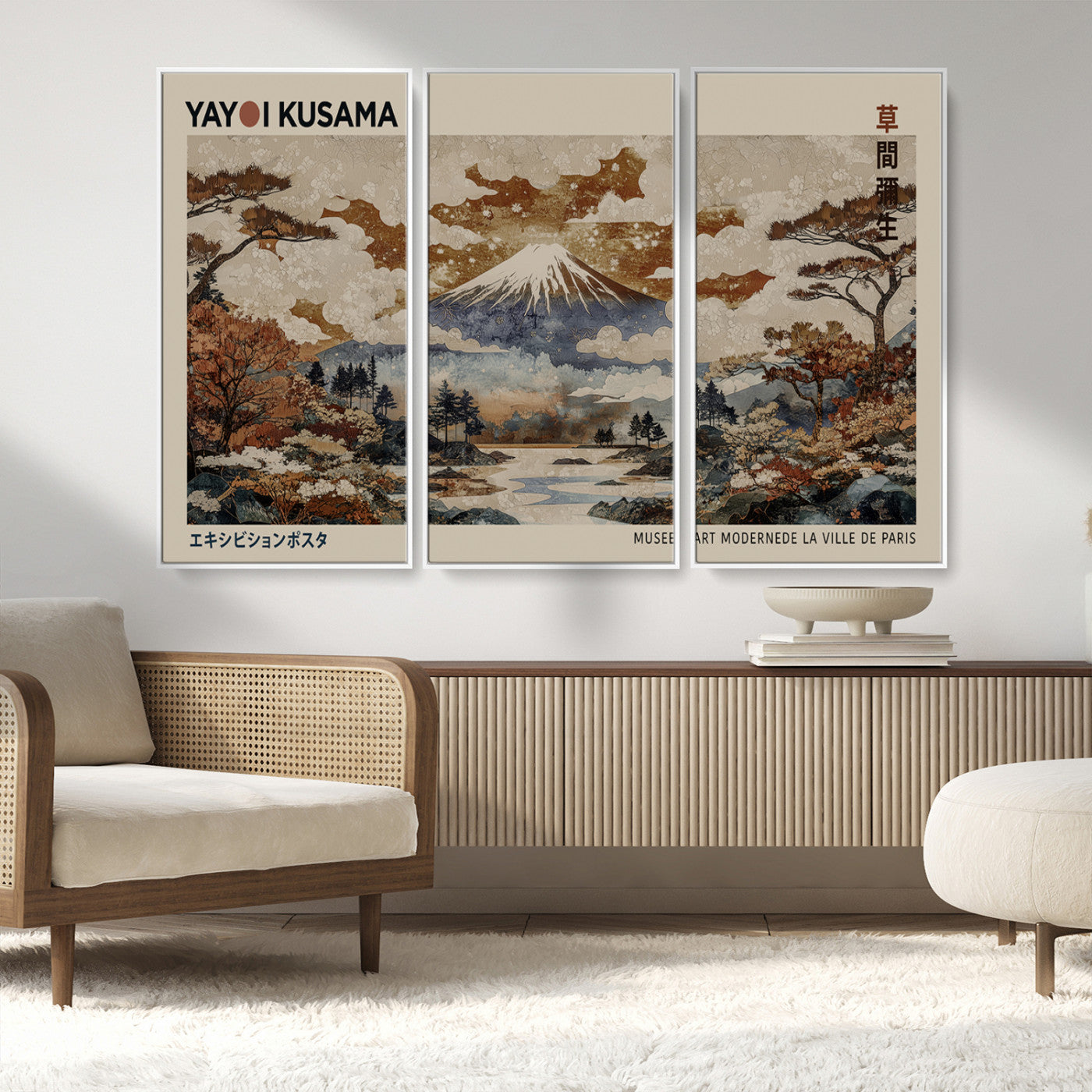 MGV-FC-48X32-3P - Yayoi Wall Art: Transform Your Space, Modern Japanese Wall Art Print Yayoi Kusama Canvas Wall Art