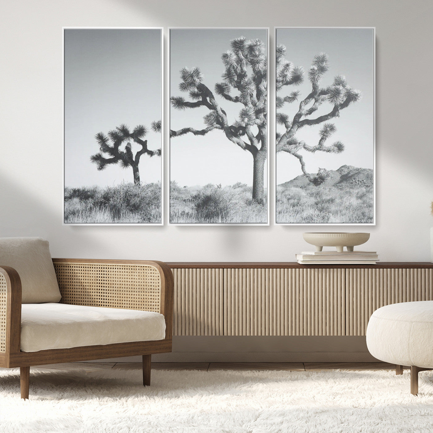 MGV-FC-48X32-3P - Calm Earthy Aesthetic Wall Art Canvas Print, Framed Arid Terrain Decor Art Picture Print, Joshua Tree Perfect Rustic Minimalist Decor Artwork