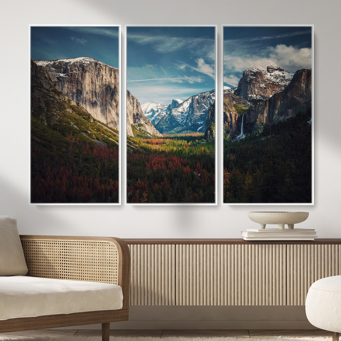 15244033-MGV-CV-36X24 - Yosemite National Park Wall Art – Framed Mountain Landscape El Capitan Canvas Print Scenic Decor for Home, Office Decor