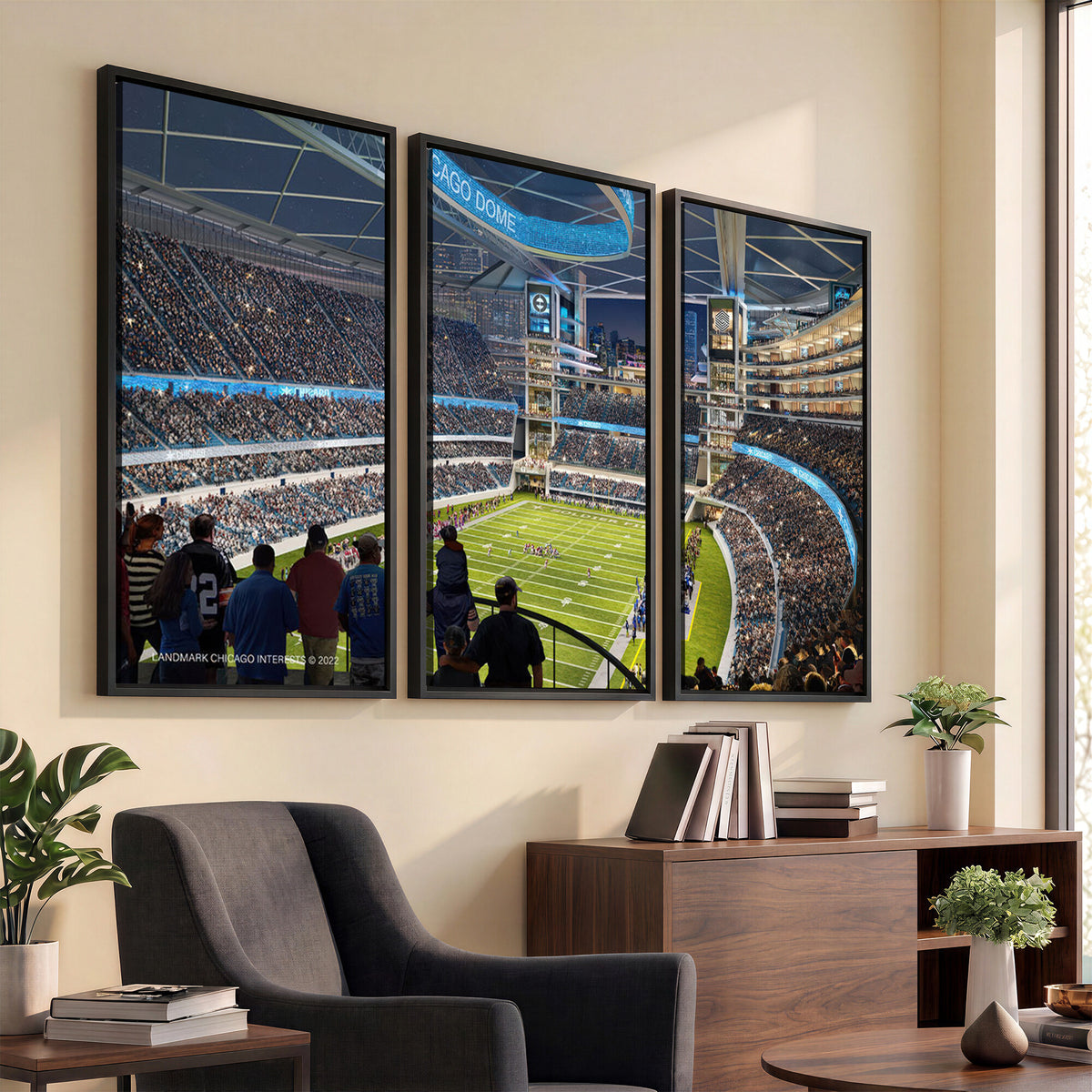 41816511-MGV-CV-36X24 - Chicago Dome Stadium Wall Art Canvas Print, Framed Modern Decor