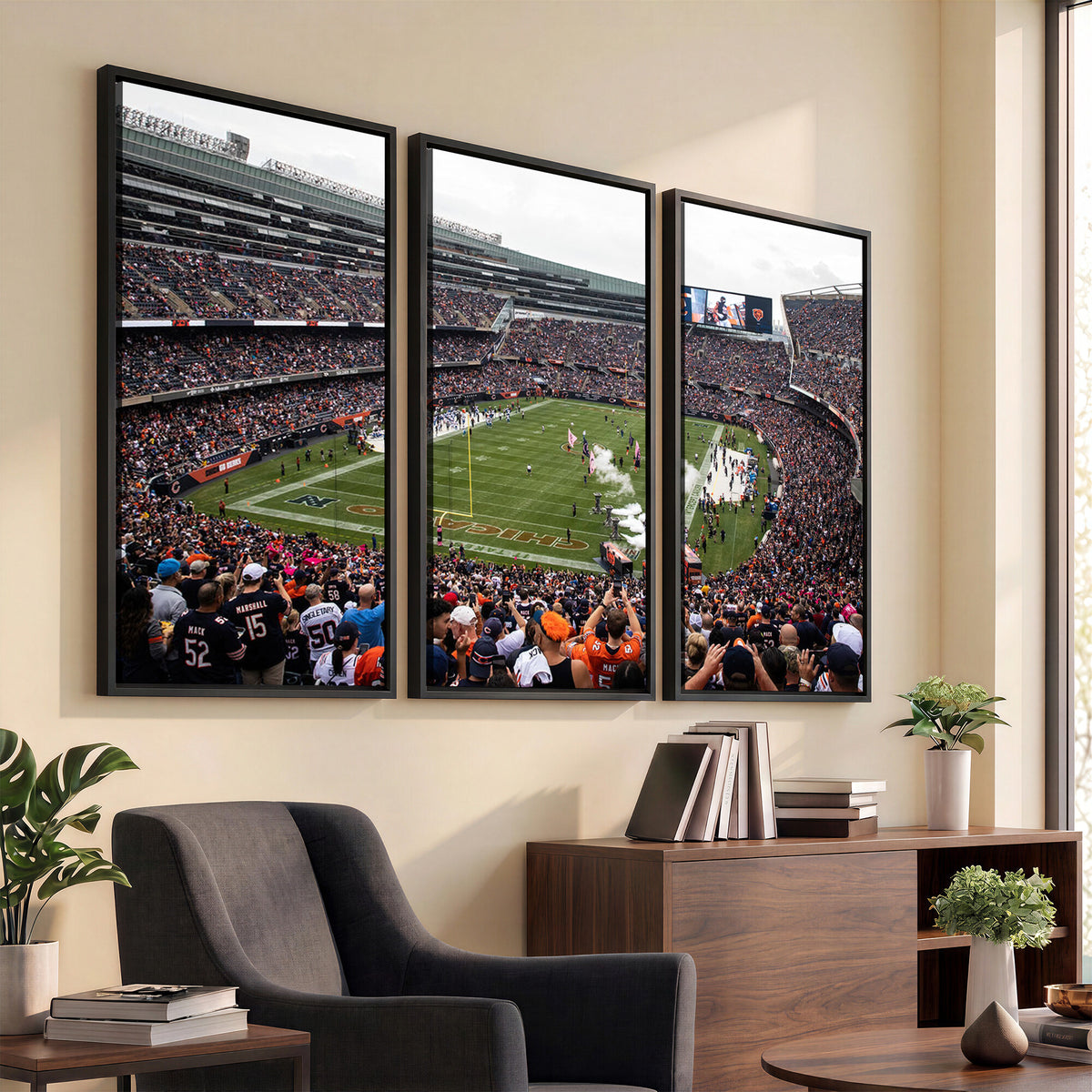 18347149-MGV-CV-36X24 - Chicago Bears Soldier Field Wall Art Canvas Print – Framed Football Stadium Artwork Team Spirit for home, office