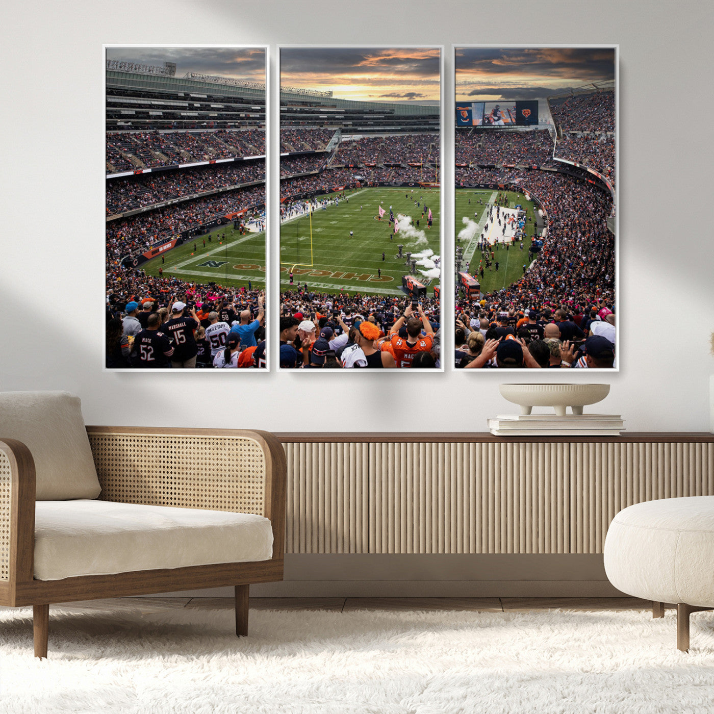 MGV-FC-48X32-3P - Chicago Bears Soldiers Field Wall Art Canvas Print – Framed Football Stadium Artwork for Sports
