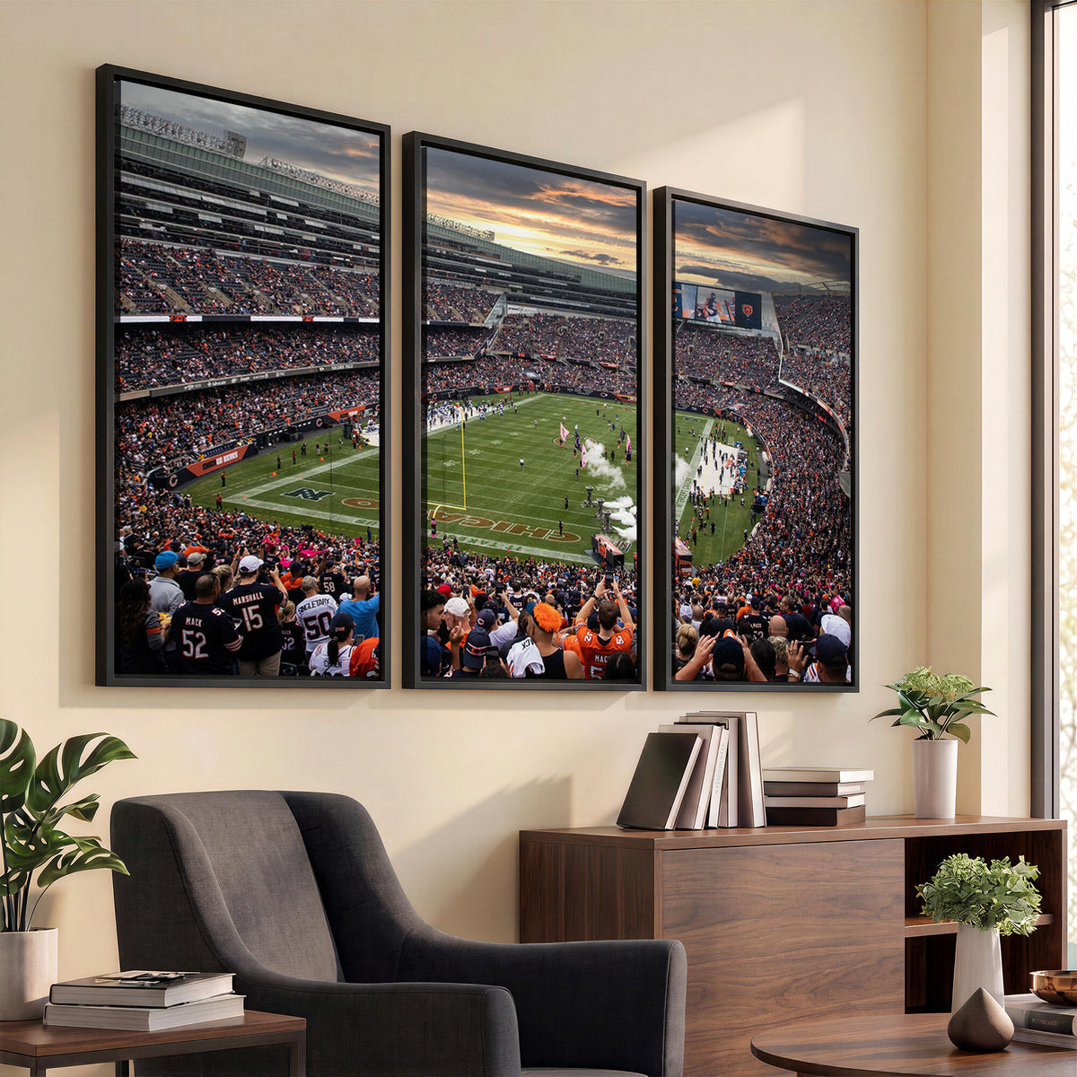 87578930-PAN-FL-20X10 - Chicago Bears Soldiers Field Wall Art Canvas Print, Home Bar Wall Decor