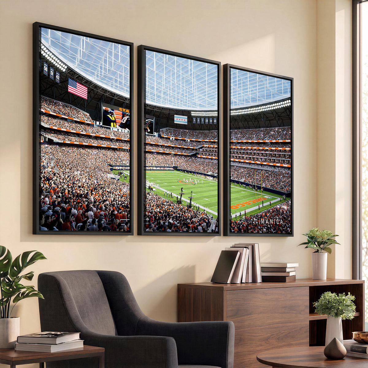 32530647-PAN-FL-20X10 - Chicago Bears Soldiers Field Wall Art Canvas Print, Framed and Ready to Hang