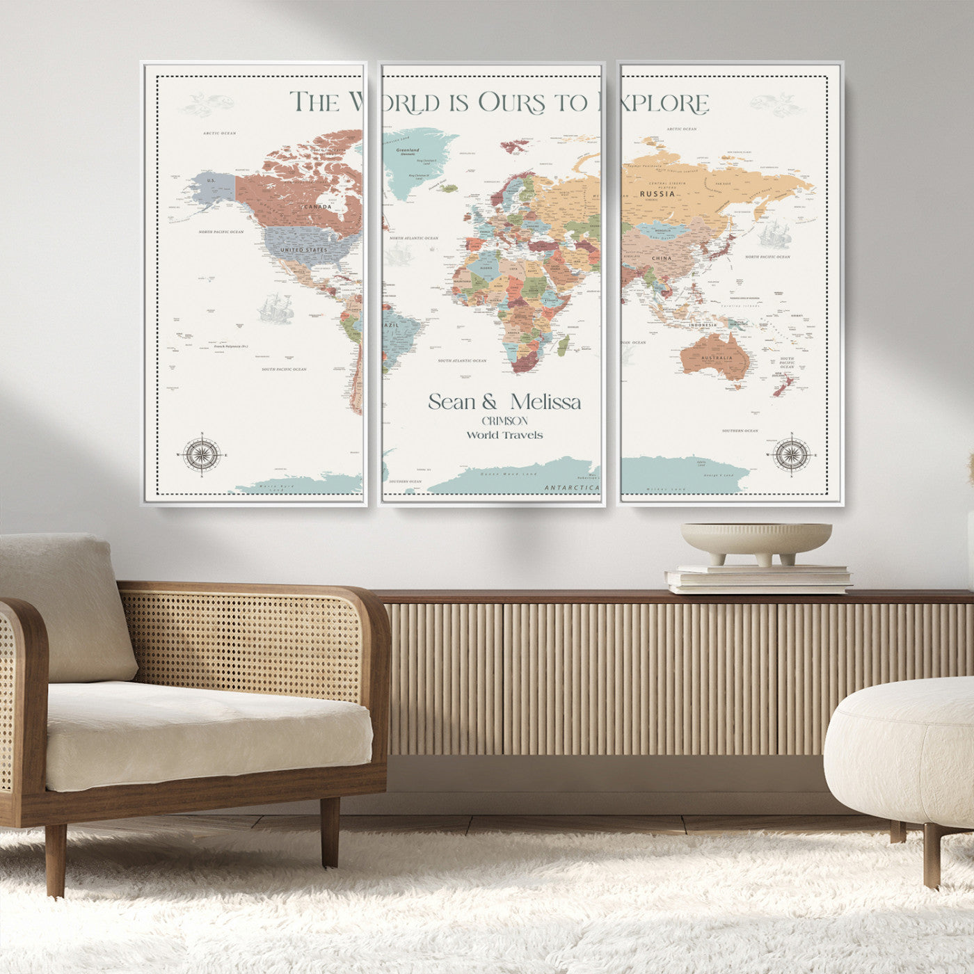 90968866-MGV-CV-36X24-Custom Push Pin World Map Wall Canvas Print – Personalized Travel Tracker with Pins – Framed Large Multi-Size Canvas for Home Office Decor