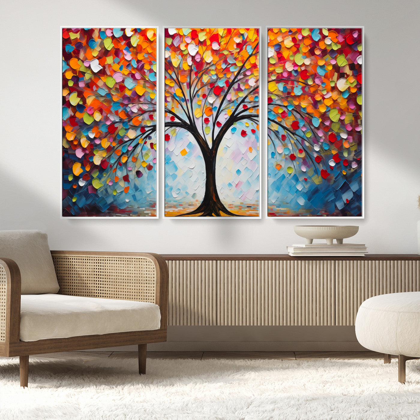 -Vibrant Tree of Life Canvas Wall Art – Colorful Abstract Nature in Modern Decor - Ready to Hang