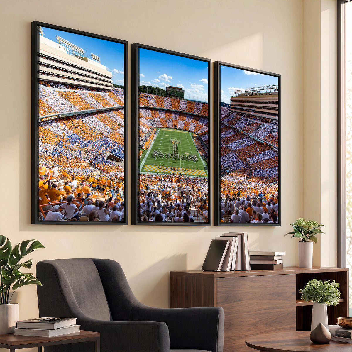 77097951-MGV-CV-36X24 - Tennessee Neyland Stadium Wall Art, Sports Arena Canvas, Extra Large Game Room Wall Decor